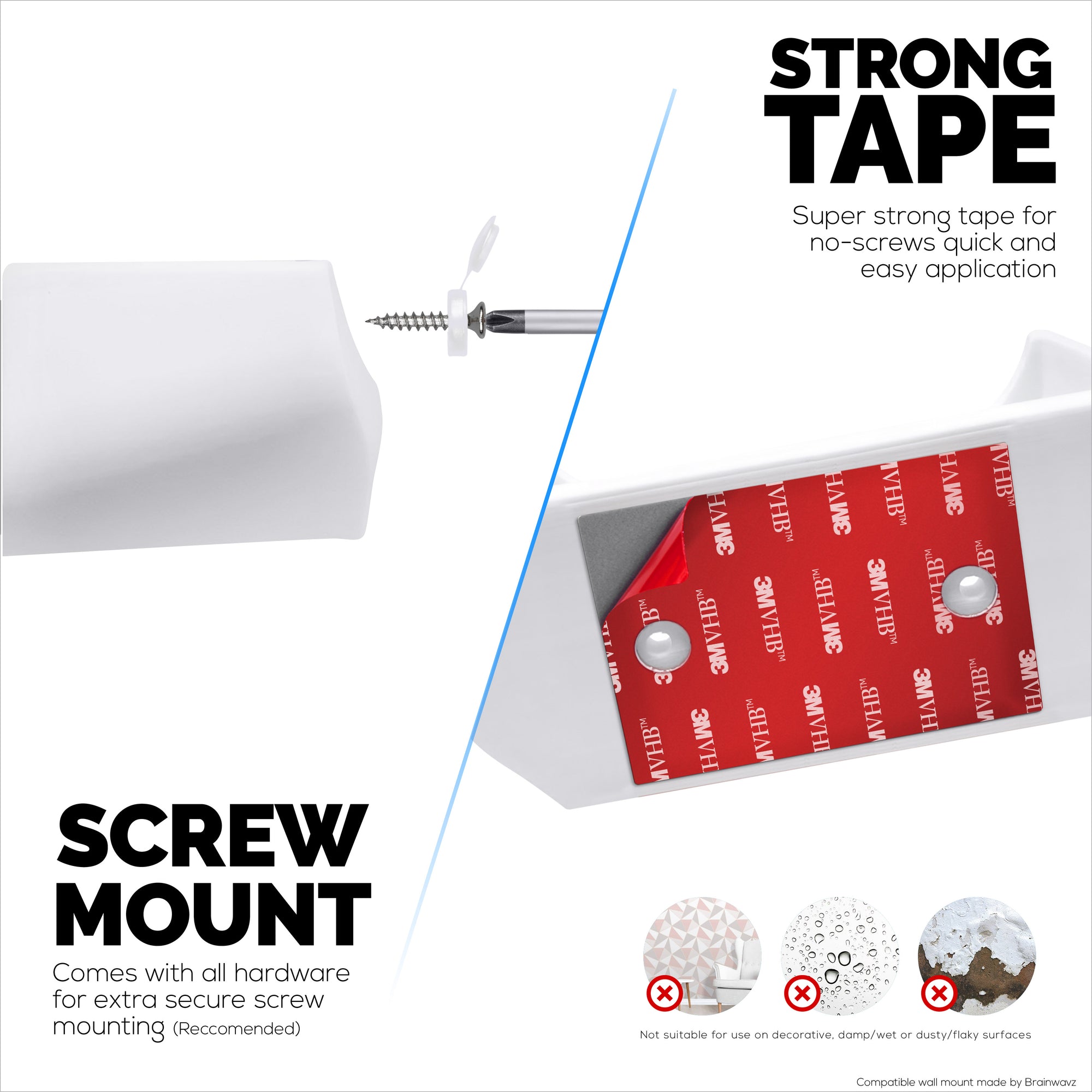 Screwless Wall Mount for EERO 7 WiFi Router, Easy To Install Holder, Adhesive &amp; Screw In