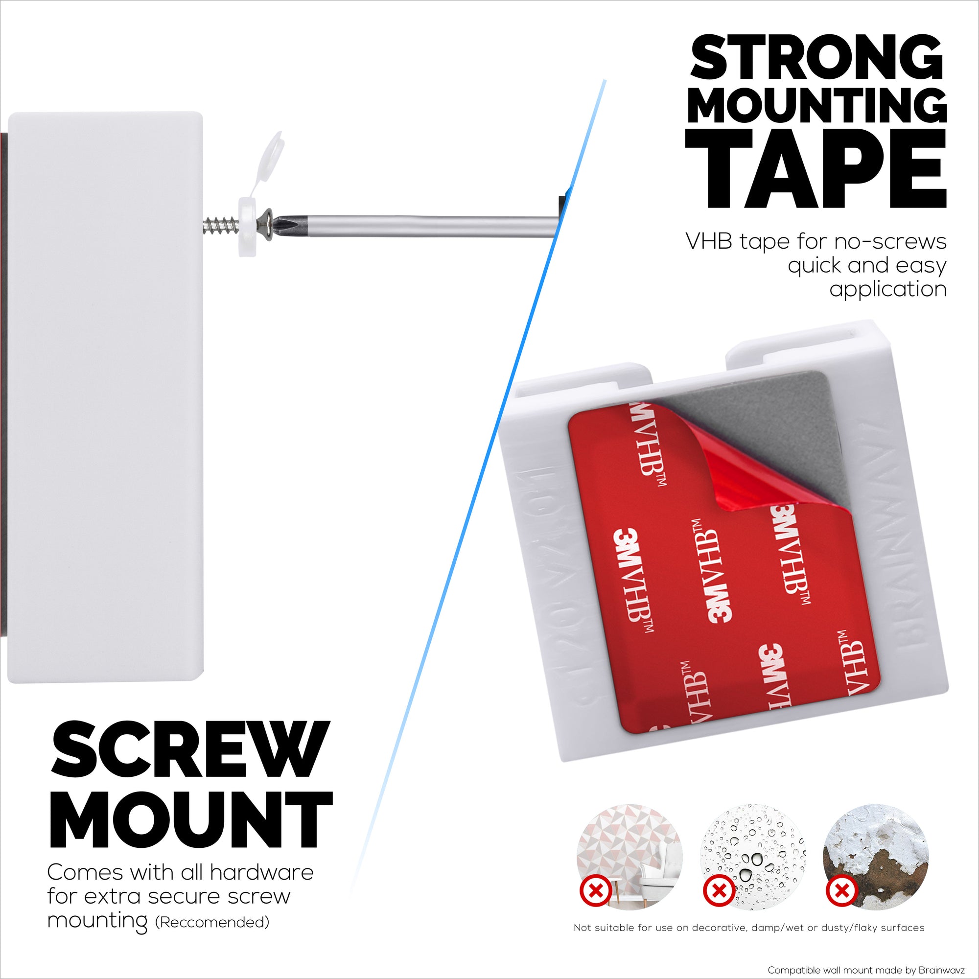 Wall Mount for TP-Link Tapo C120 Camera  – Easy Install Custom Fit Bracket with 3M VHB Tape &amp; Screws for Secure Mounting