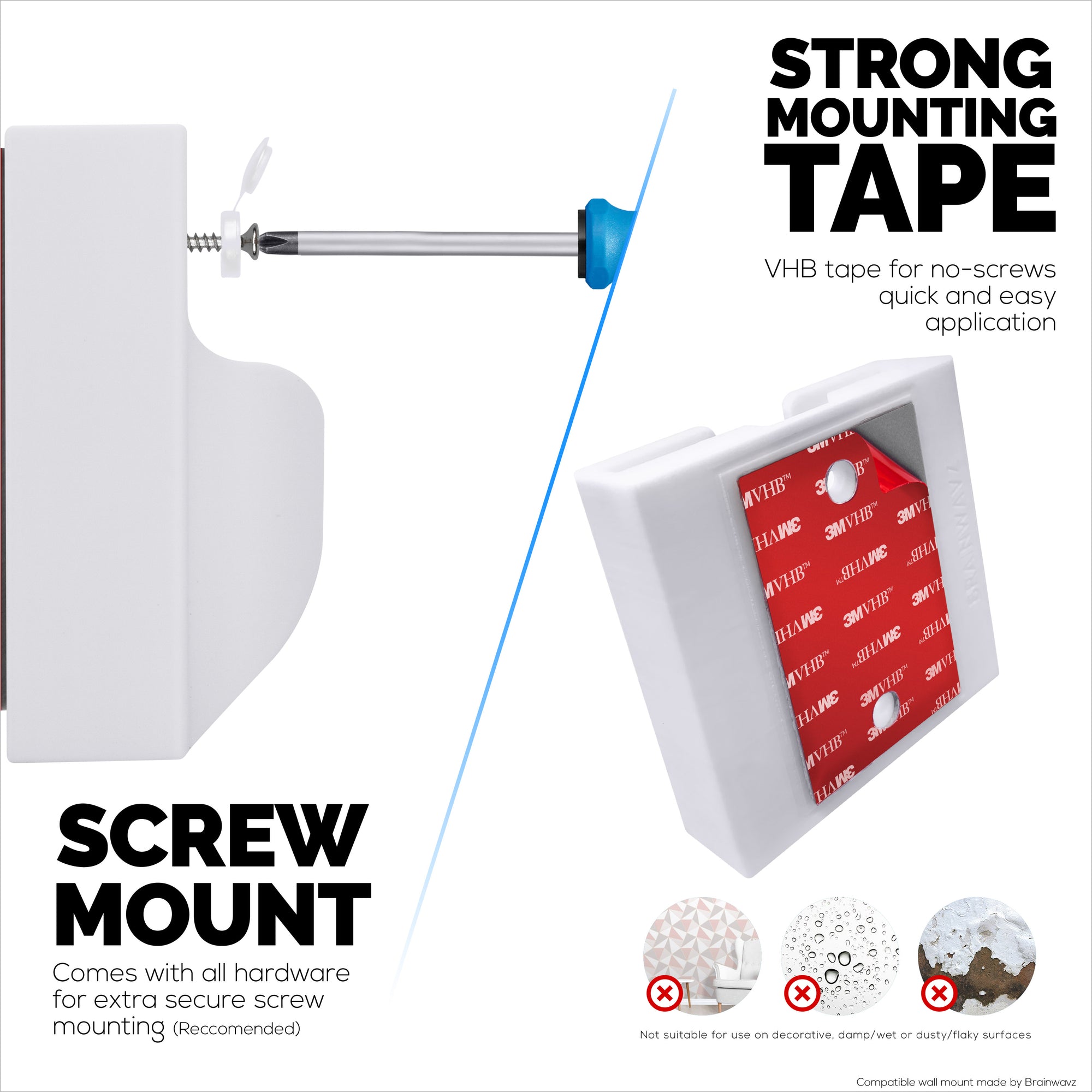 Wall Mount for Nanit Pro Flex Base &amp; Camera  – Easy Install Custom Fit Bracket with 3M VHB Tape &amp; Screws for Secure Mounting