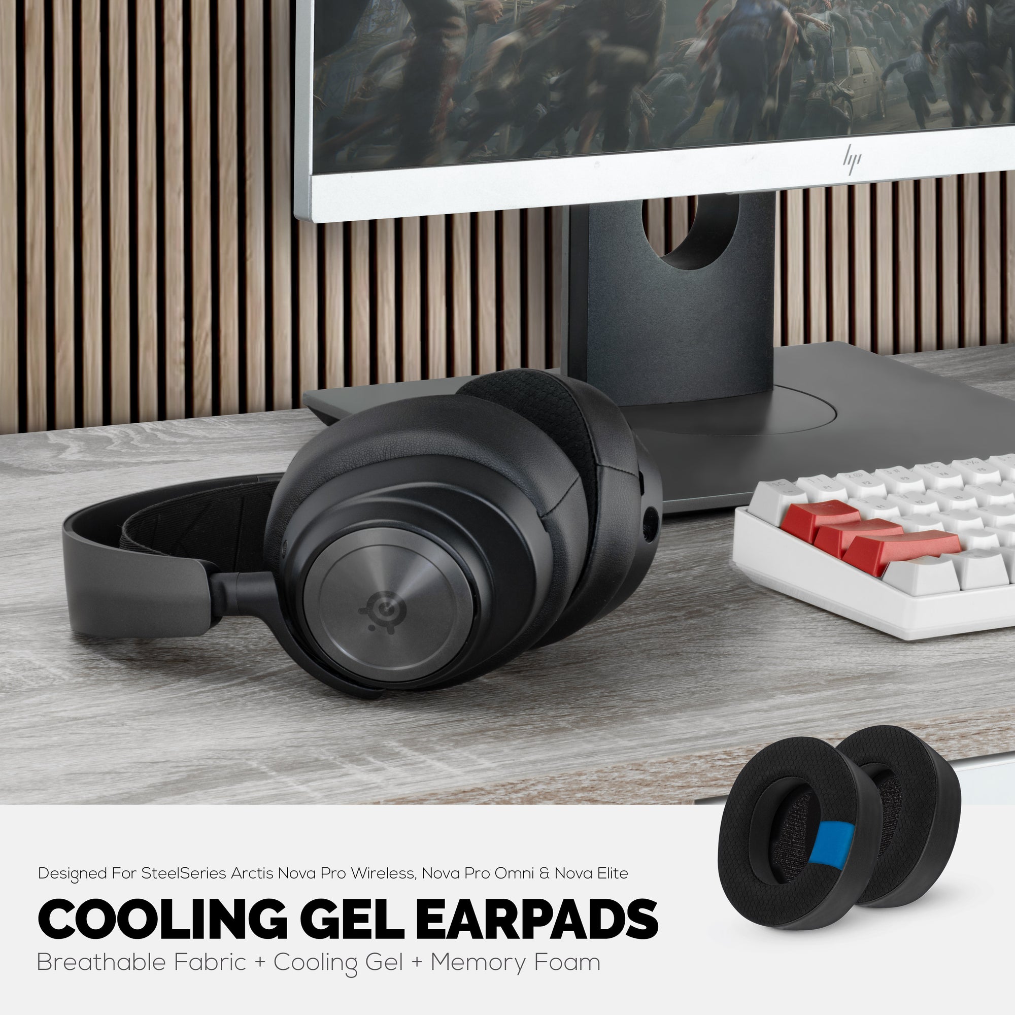 Steelseries Arctis Nova Pro Wireless Earpads - Hybrid Gel &amp; Memory Foam for Increased Thickness, Durability &amp; Sound Isolation
