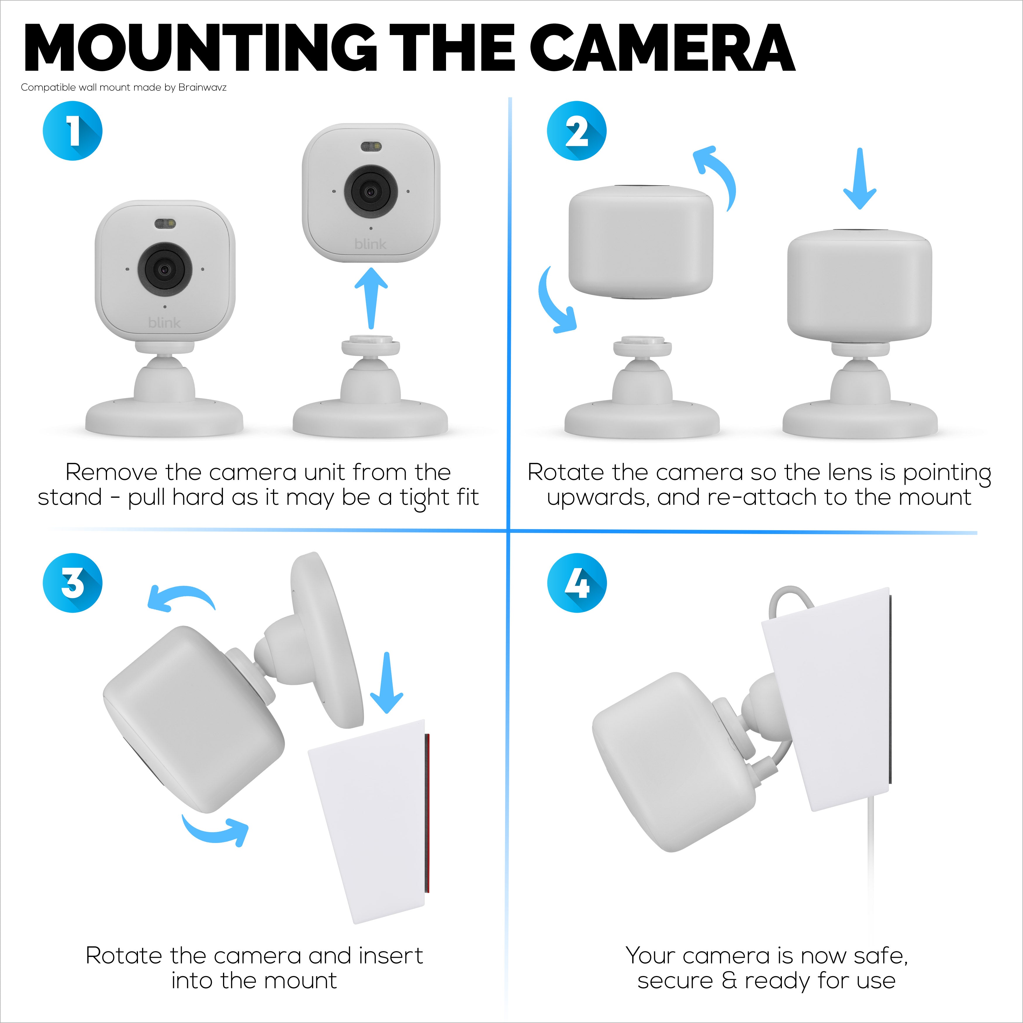 Screwless Wall Mount for Blink Mini 2K+ & Blink Mini 2, Easy To