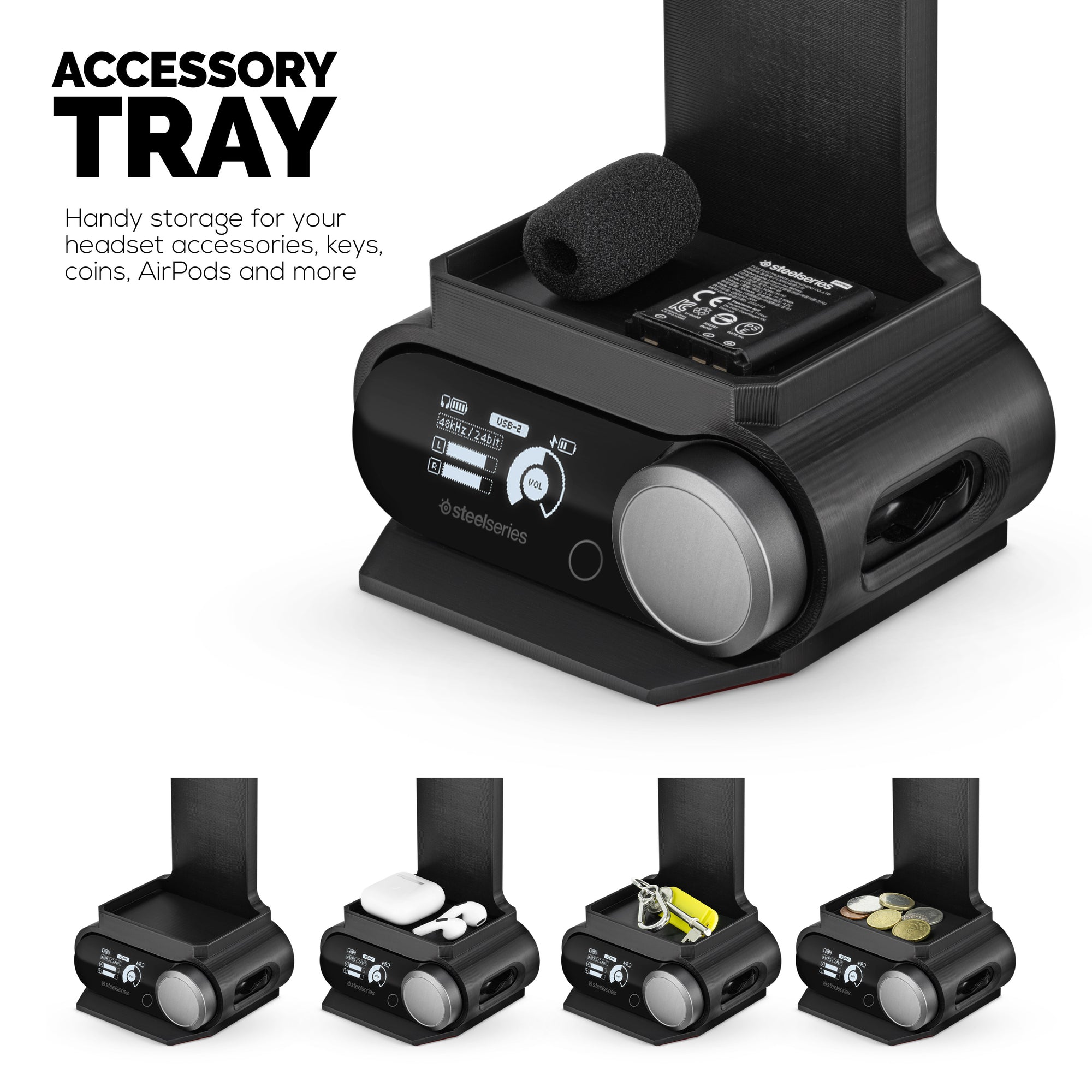 Headphone Stand Designed for Steelseries Arctis Nova Pro Wireless, Nova Pro Omni &amp; Nova Elite Headsets with Dock for the Wireless Base Station