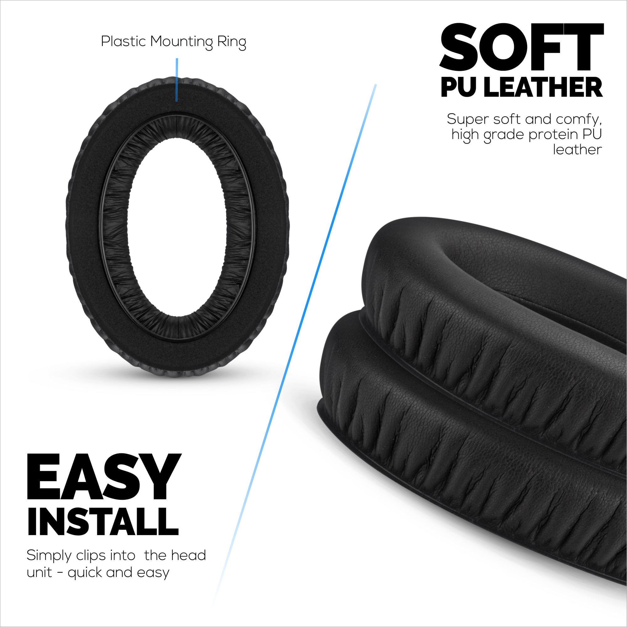 Replacement Earpads for Sennheiser HD600, HD650, HD660S, HD525, HD535, HD545, &amp; Massdrop HD58X, HD6XX Headphones - Soft PU Protein Leather Cushions with Soft Foam