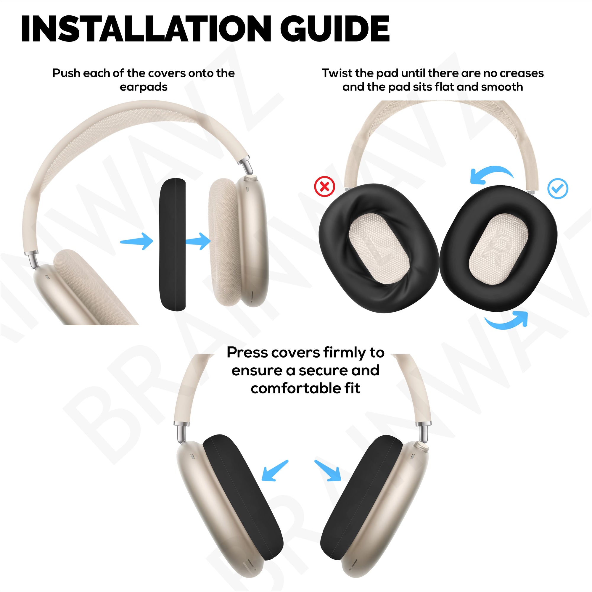 Silicone Protective Earpad Covers for Apple Airpods Max  Headphones – Waterproof, Sweatproof, Dustproof, Non-Slip &amp; Easy to Install