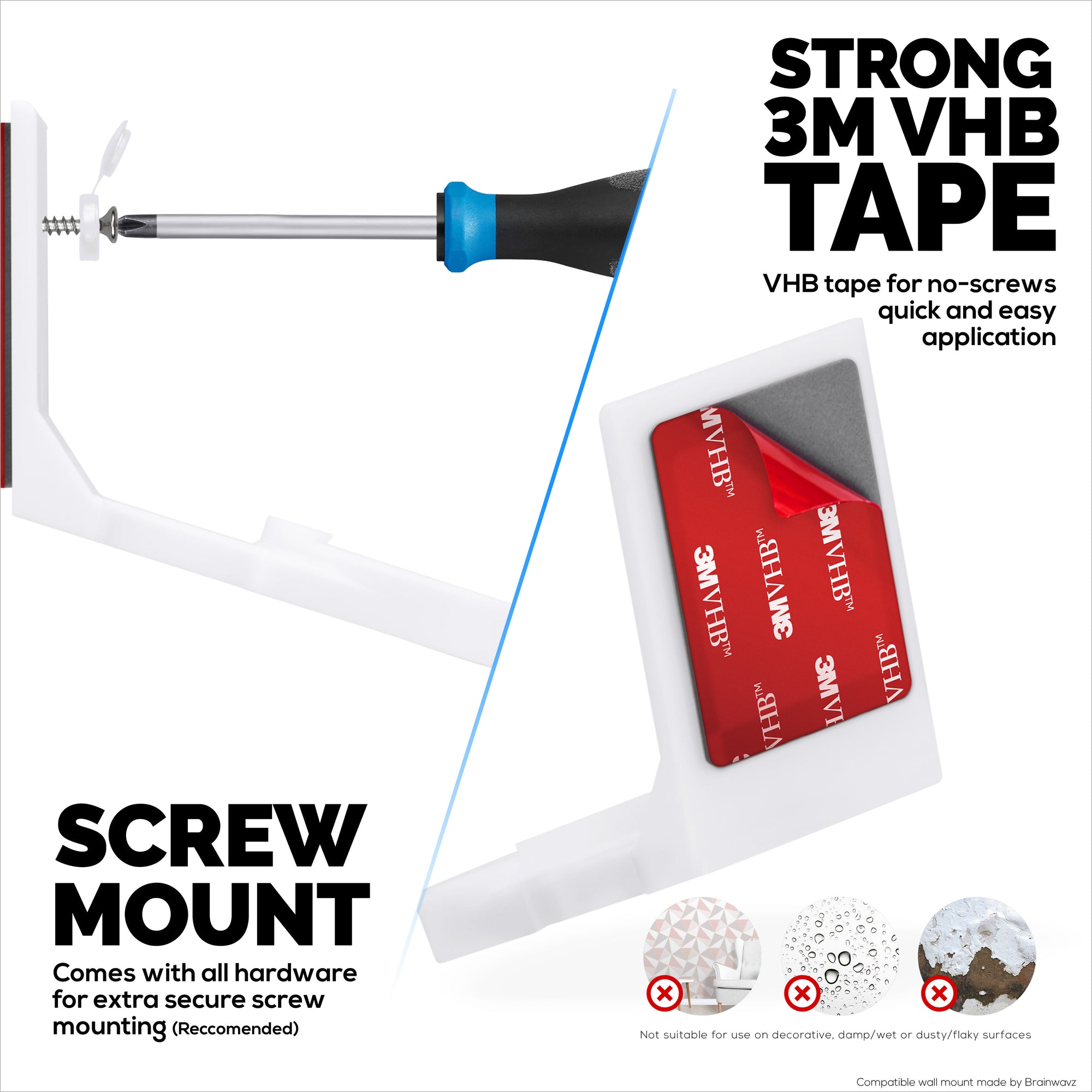 Wall Mount for Ring Indoor Plus Camera – Easy Install Custom Fit Bracket with 3M VHB Tape &amp; Screws for Secure Mounting – Better Viewpoint &amp; Stability