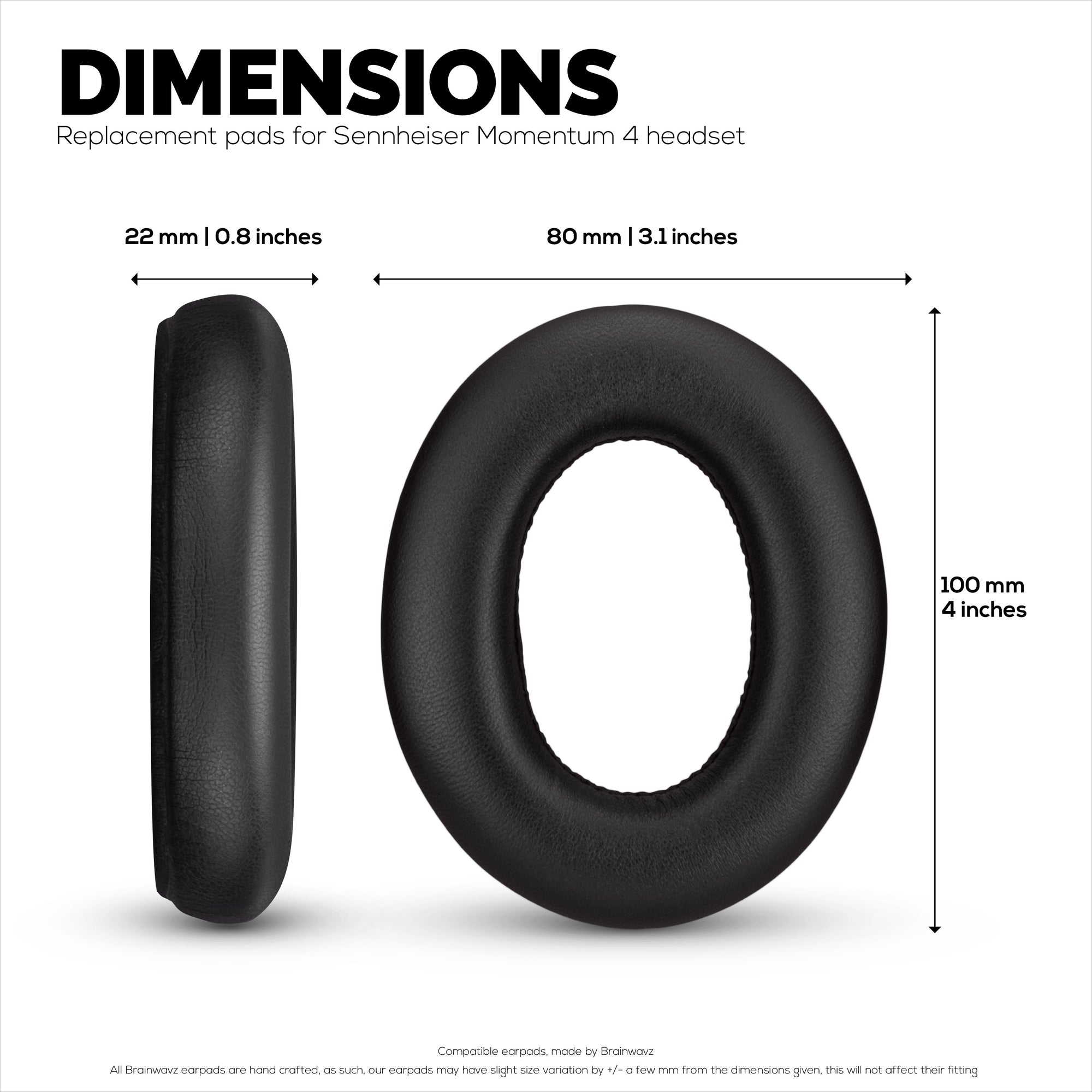 Replacement Earpads for Sennheiser Momentum 4 Headphones - Soft Real Leather + Memory Foam for Extra Comfort