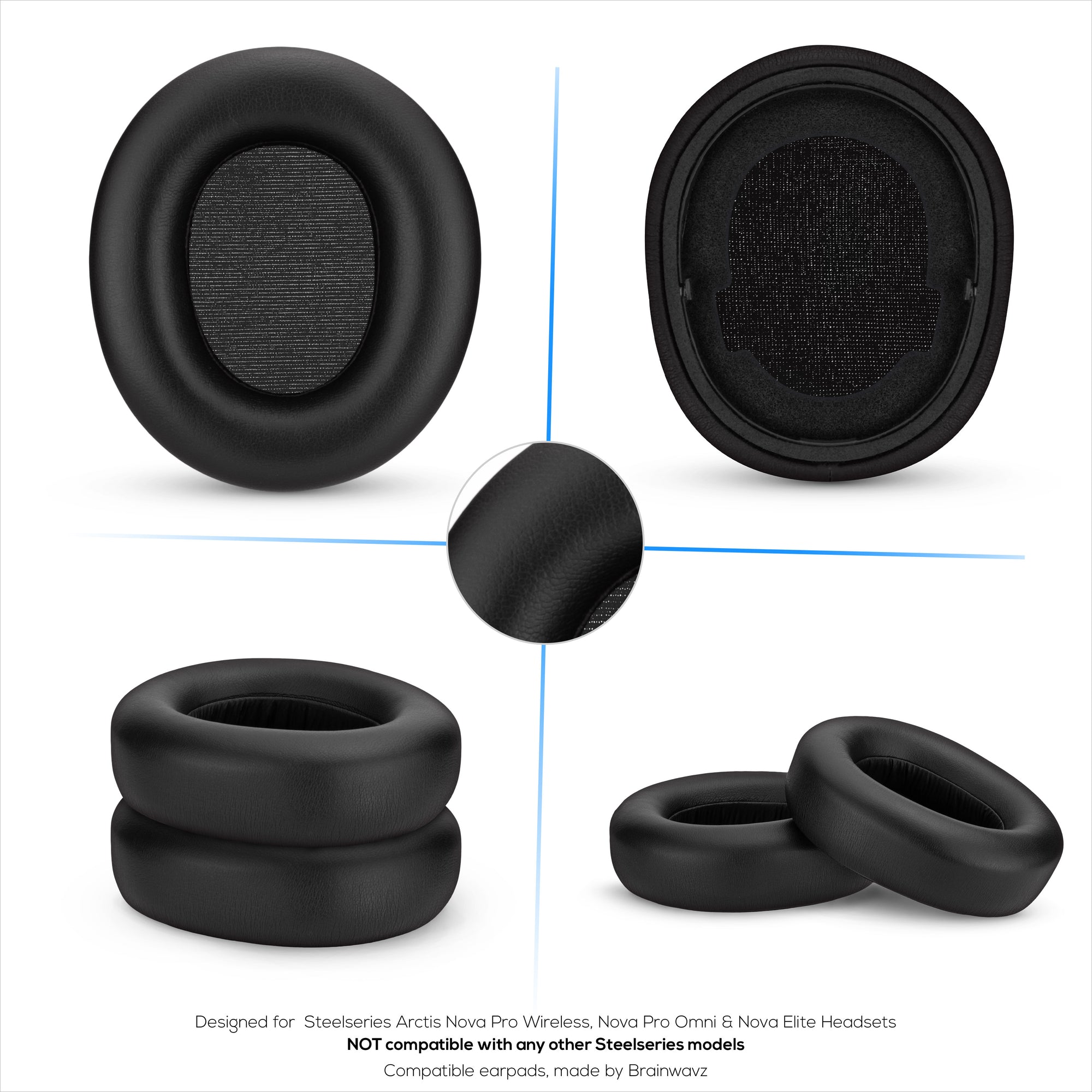 Replacement Earpads for Steelseries Arctis Nova Pro Wireless, Nova Pro Omni &amp; Nova Elite Headsets. High Grade Protein PU Leather with Soft Foam