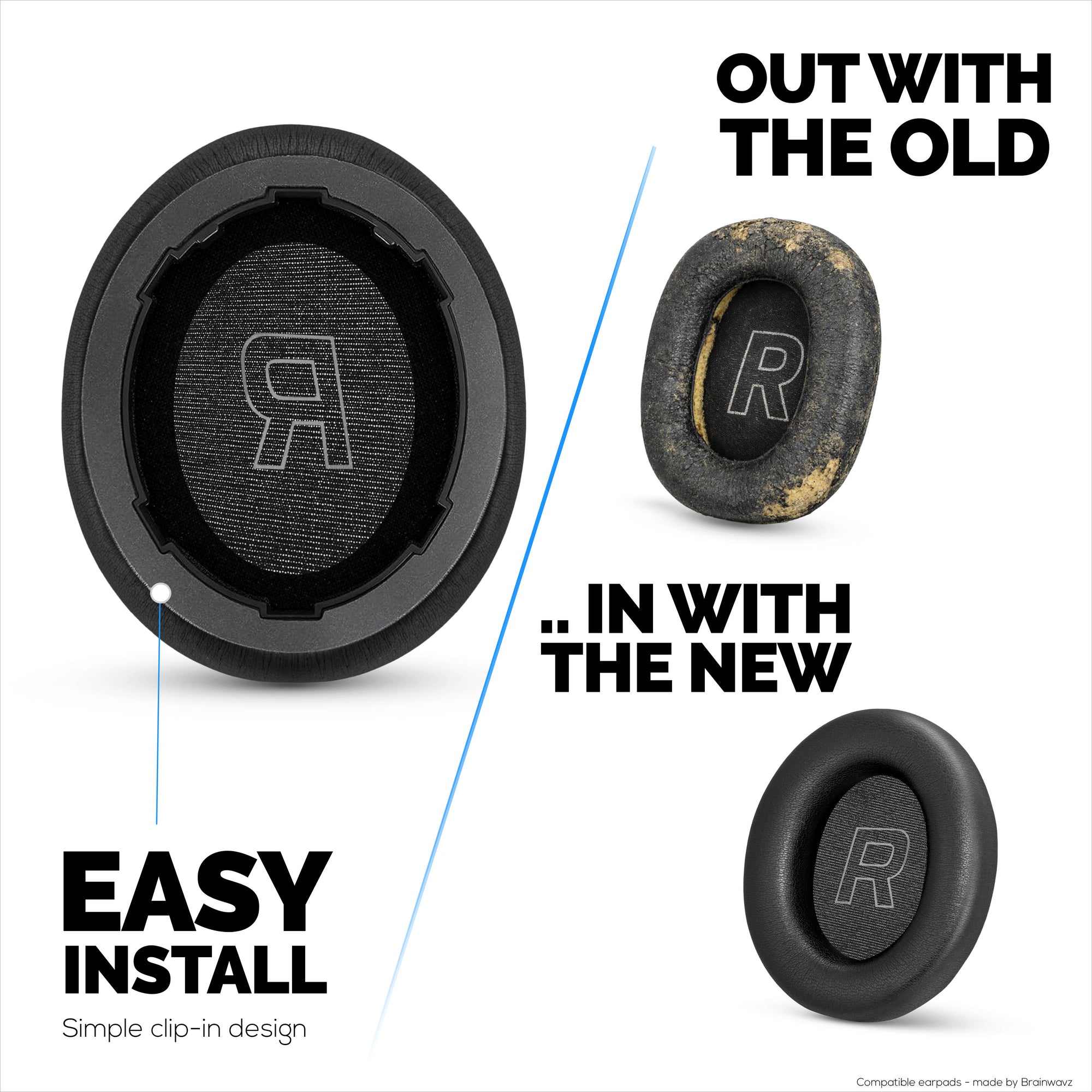 Replacement Earpads for HyperX Cloud Mix 2 Wireless Over-Ear Headphones. High Grade Protein PU Leather with Soft Foam for Extra Comfort &amp; Durability