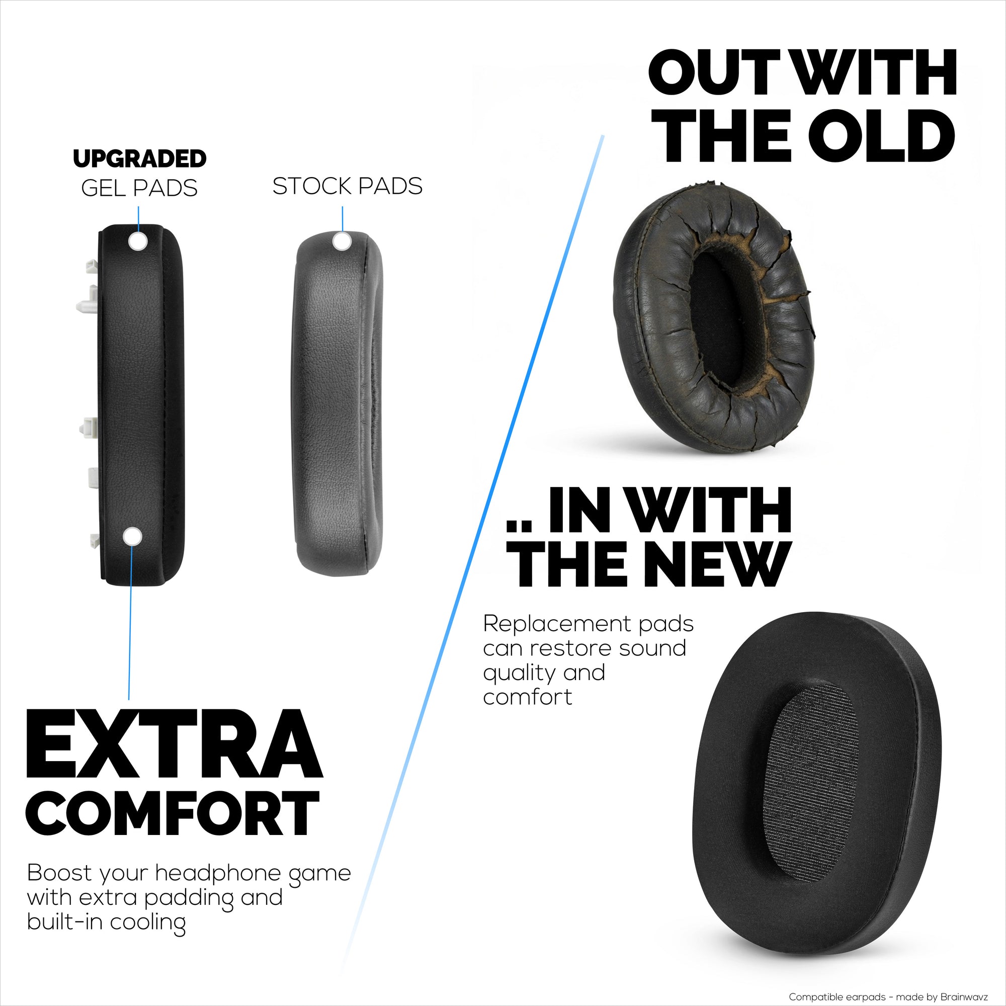 Hybrid Earpads for Sony WH-1000XM6 Headphones - Cooling Gel Gaming Cushions with Super Soft Fabric &amp; Thick Memory Foam