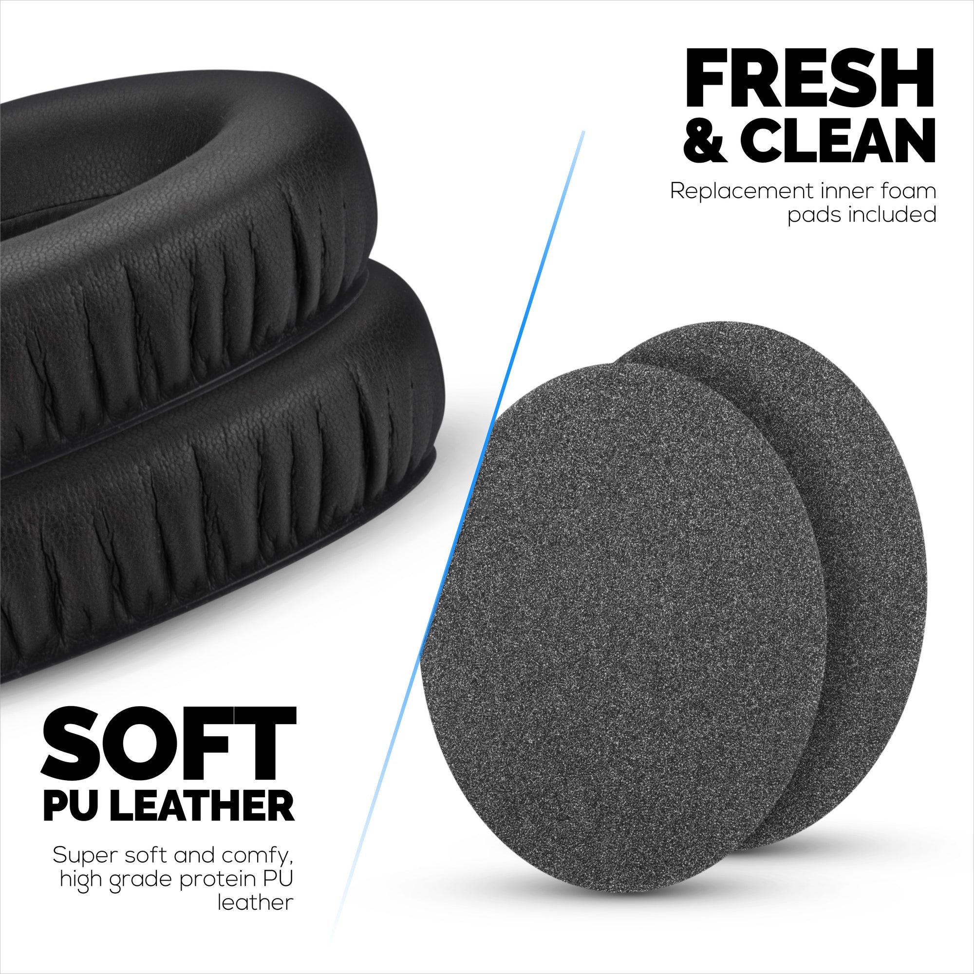 Replacement Earpads for Sennheiser HD600, HD650, HD660S, HD525, HD535, HD545, &amp; Massdrop HD58X, HD6XX Headphones - Soft PU Protein Leather Cushions with Soft Foam