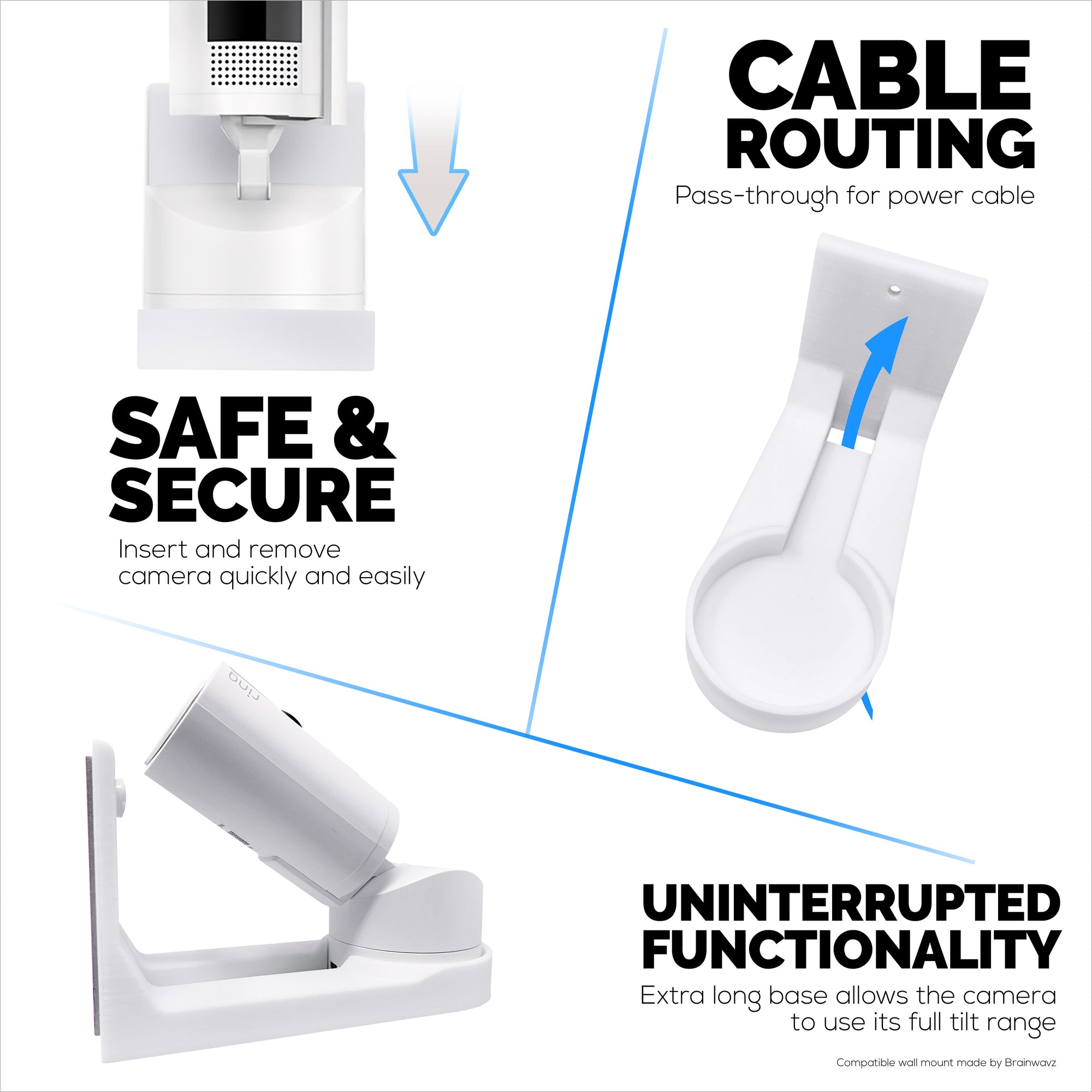 Wall Mount for Ring Pan-Tilt Indoor Camera – Easy Install Custom Fit Bracket with 3M VHB Tape &amp; Screws for Secure Mounting – Better Viewpoint &amp; Stability