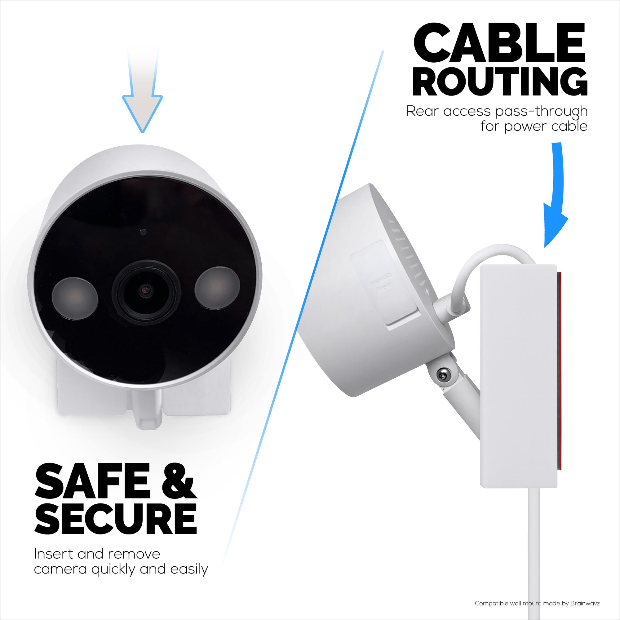 Wall Mount for TP-Link Tapo C120 Camera  – Easy Install Custom Fit Bracket with 3M VHB Tape &amp; Screws for Secure Mounting