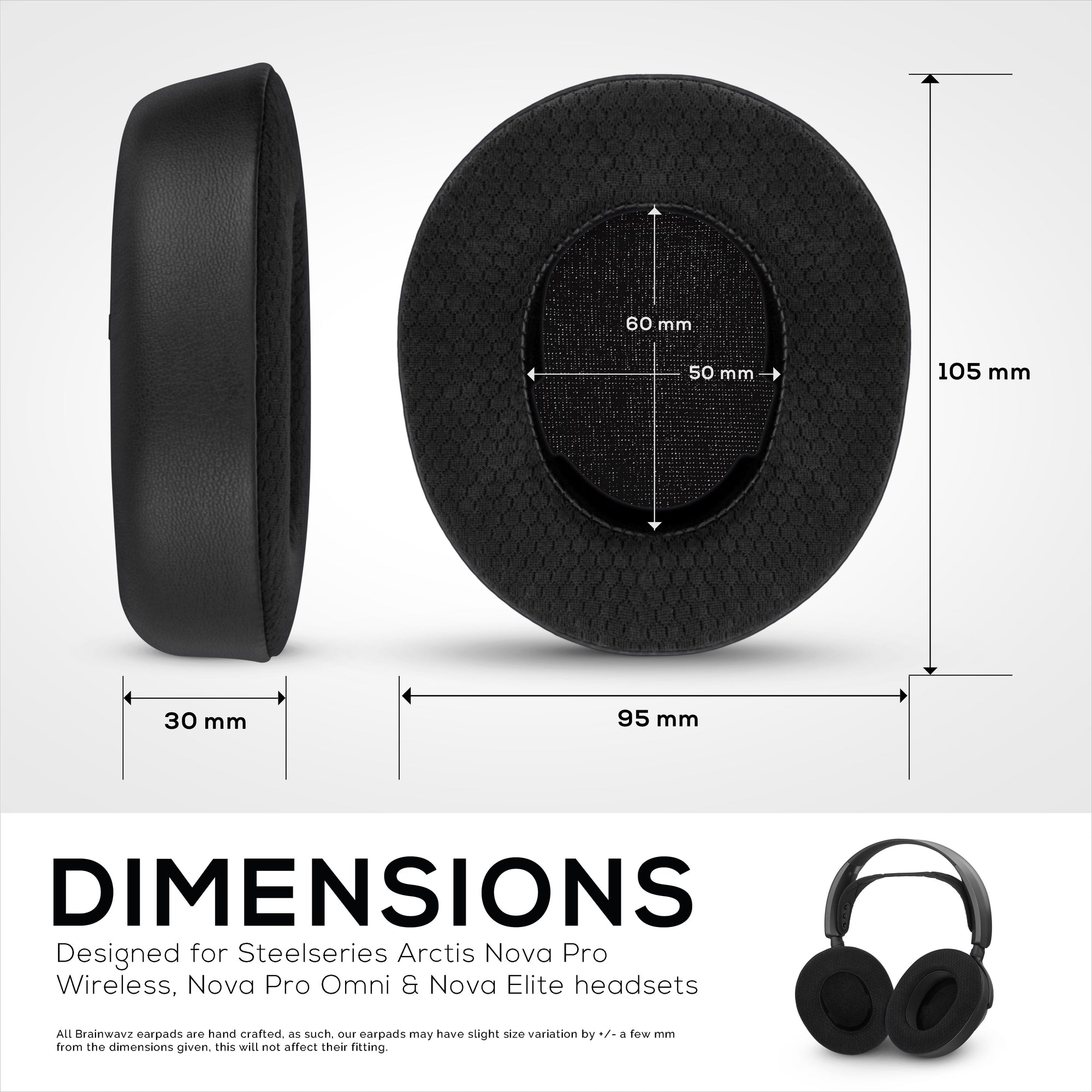 Steelseries Arctis Nova Pro Wireless Earpads - Hybrid Gel &amp; Memory Foam for Increased Thickness, Durability &amp; Sound Isolation