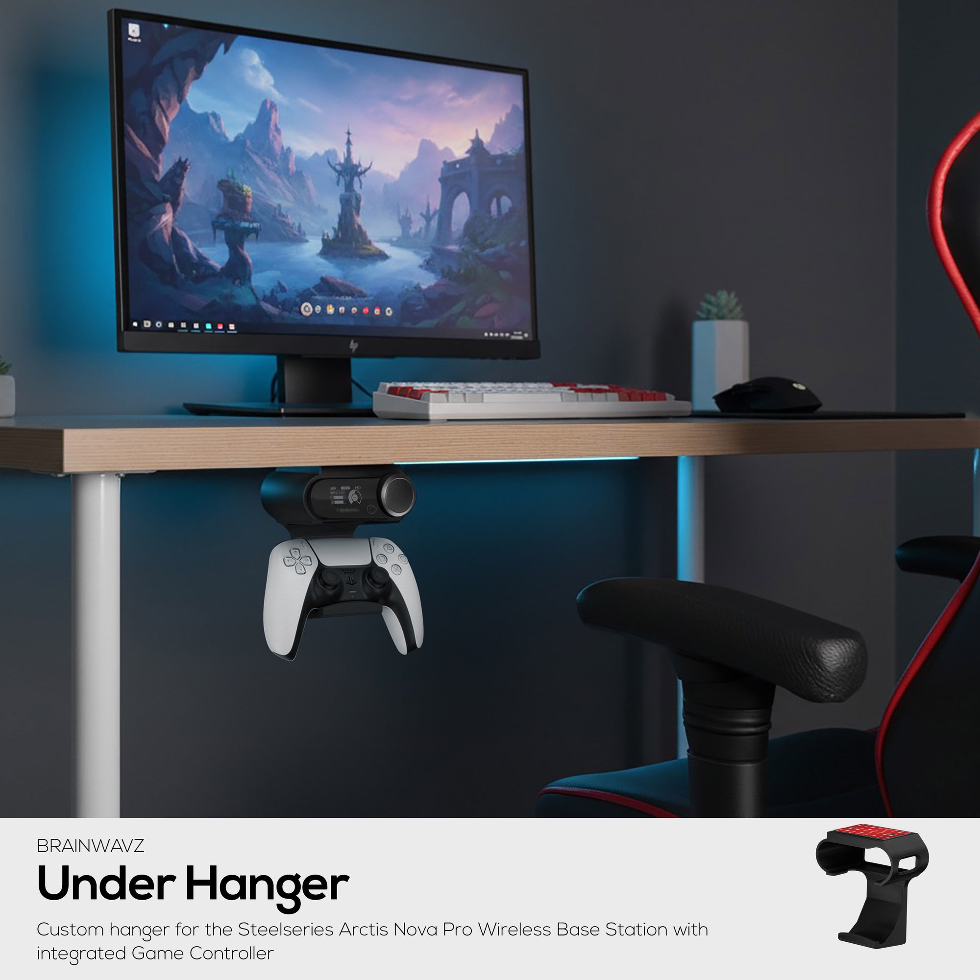 Under Desk Mount &amp; Game Controller Hanger for SteelSeries Arctis Nova Pro Wireless Base Station