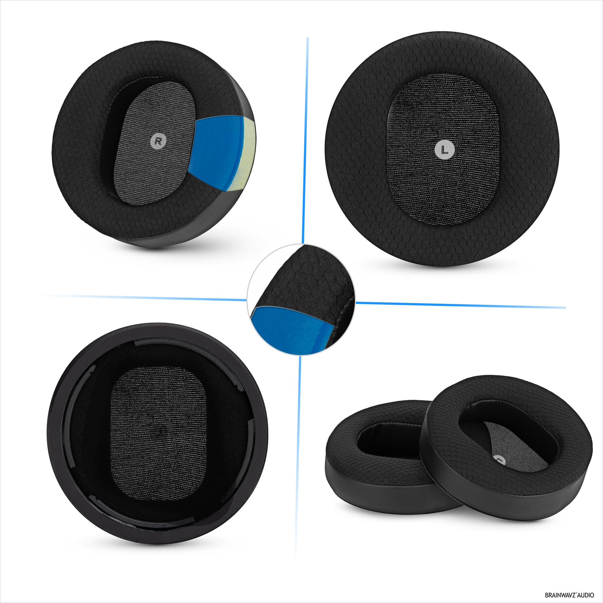 Hybrid Replacement Angled Earpads for Audeze Maxwell (GEN 1) Headsets, Soft Gel, Breathable Mesh Fabric w/ PU Leather &amp; Memory Foam