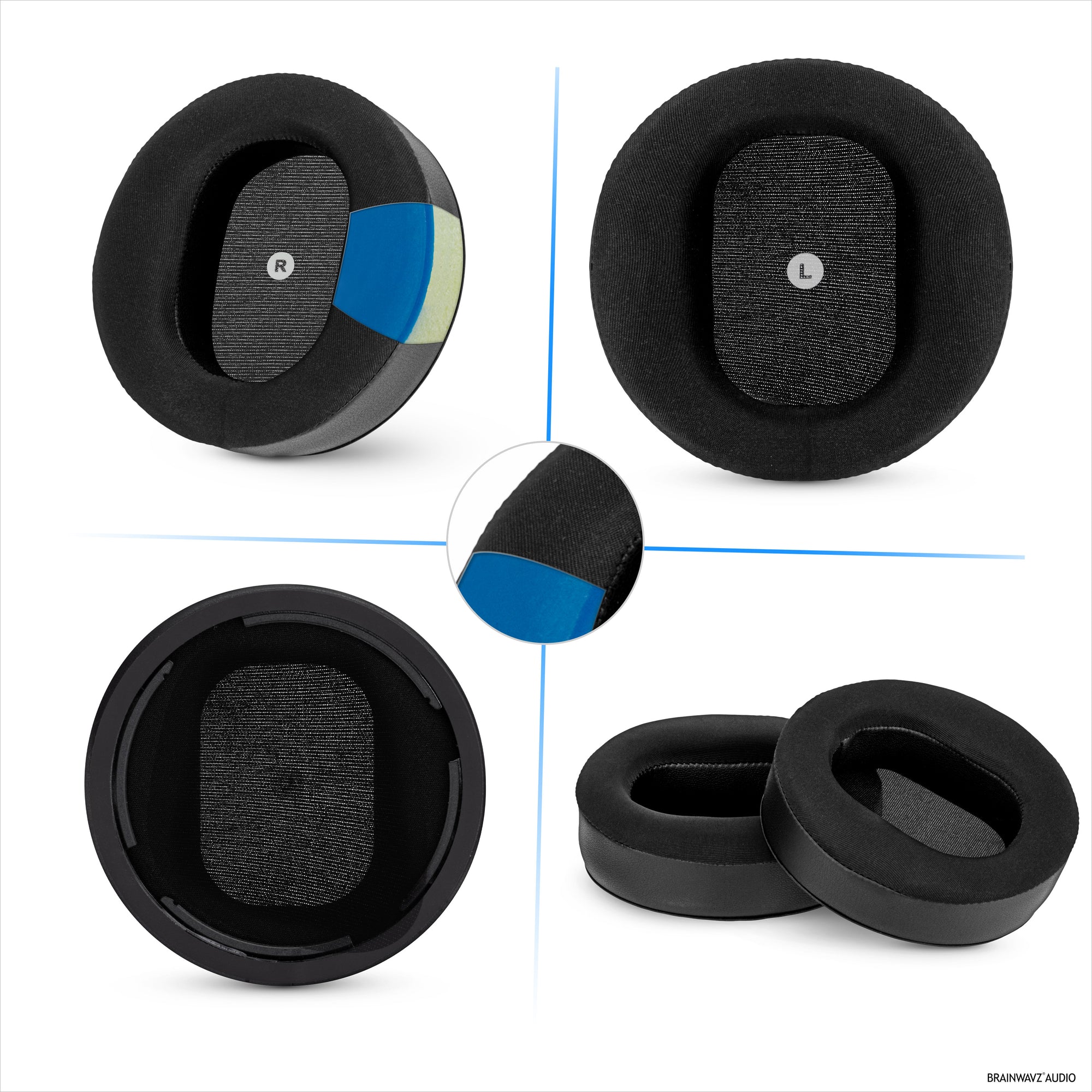 Hybrid Replacement Angled Earpads for Audeze Maxwell (GEN 1) Headsets, Soft Gel, Silky Soft Breathable Fabric w/ PU Leather &amp; Memory Foam