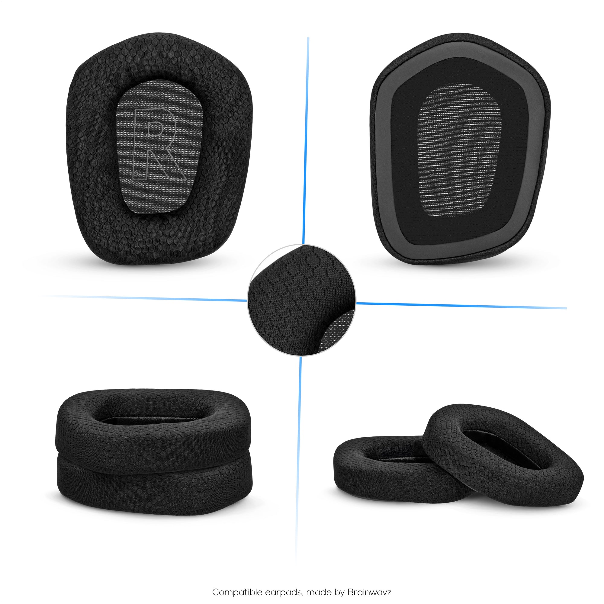Mesh Fabric Earpads for Logitech G733, G335 &amp; G535 Headsets, Breathable Mesh Fabric &amp; High-Grade Memory Foam