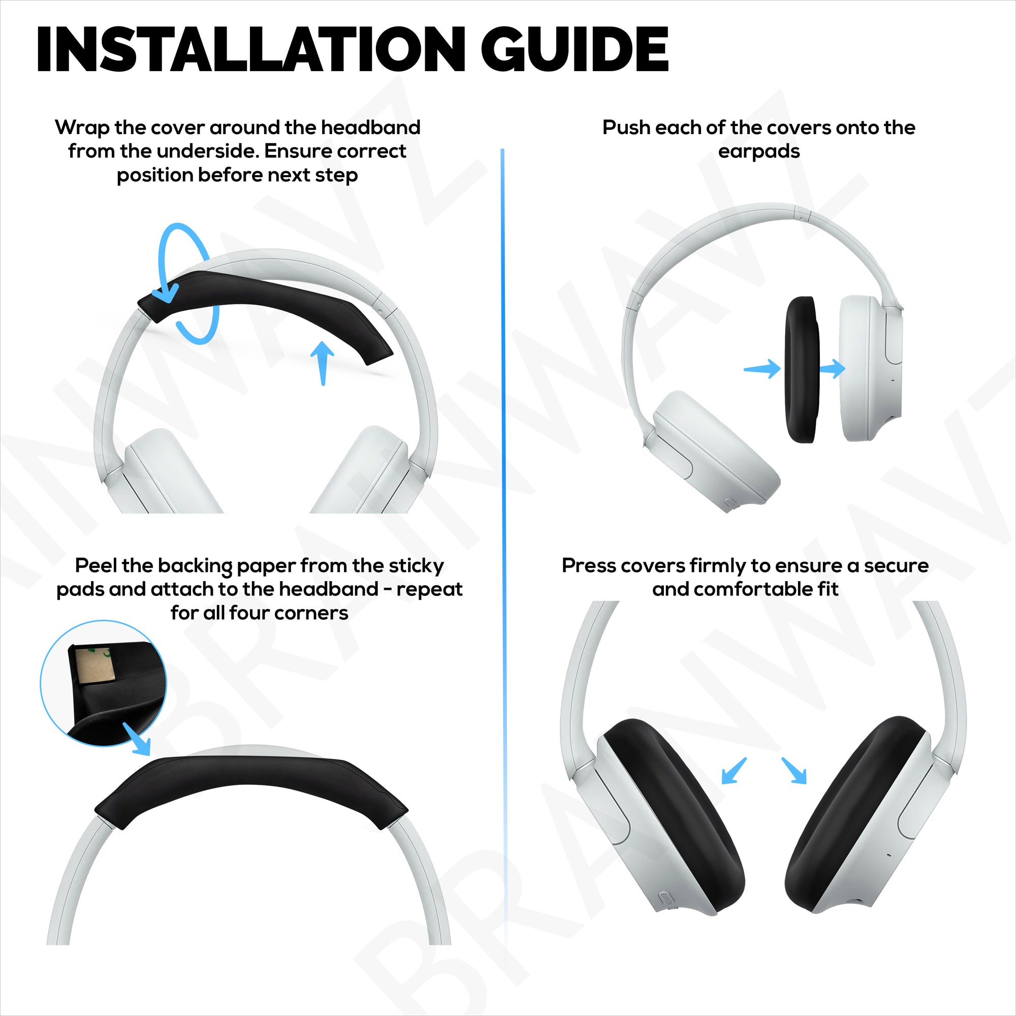 Silicone Protective Cover Set for Sony WH-CH720N - Headband &amp; Earpad Covers – Sweatproof, Dustproof, Non-Slip &amp; Easy to Install