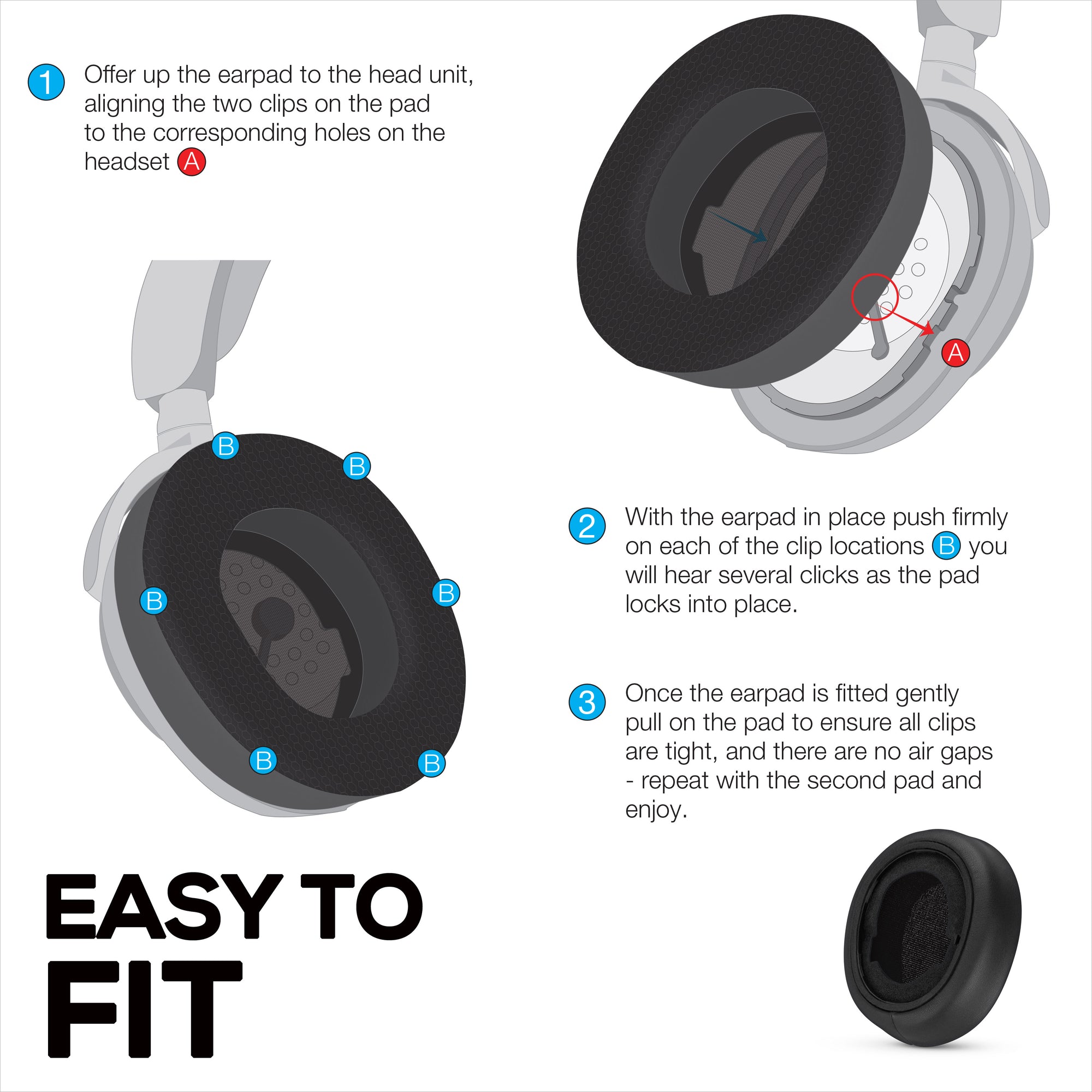 Steelseries Arctis Nova Pro Wireless Earpads - Hybrid Gel &amp; Memory Foam for Increased Thickness, Durability &amp; Sound Isolation