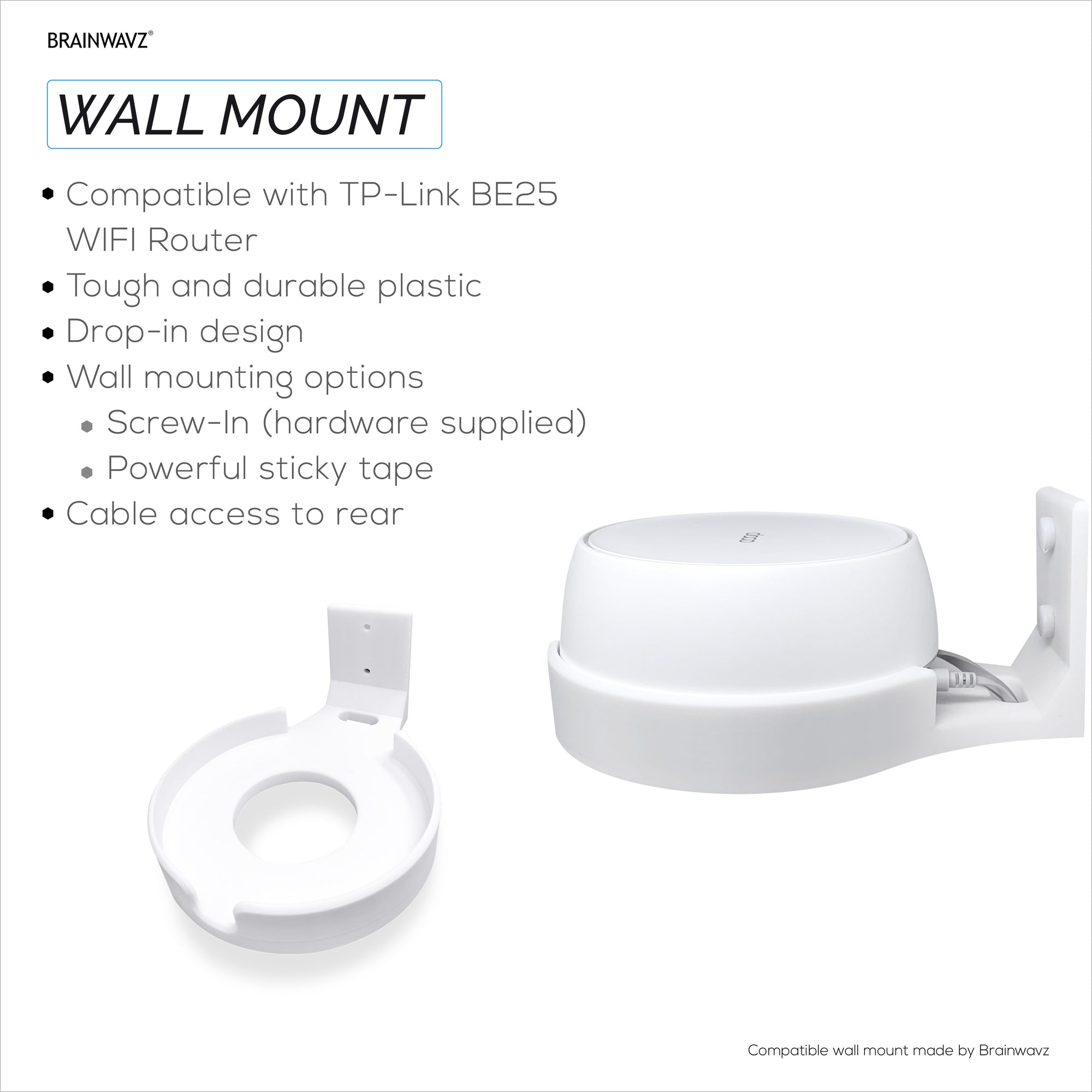 Screwless Wall Mount for TP-Link Deco BE25 Router, Easy To Install Holder, Adhesive &amp; Screw In