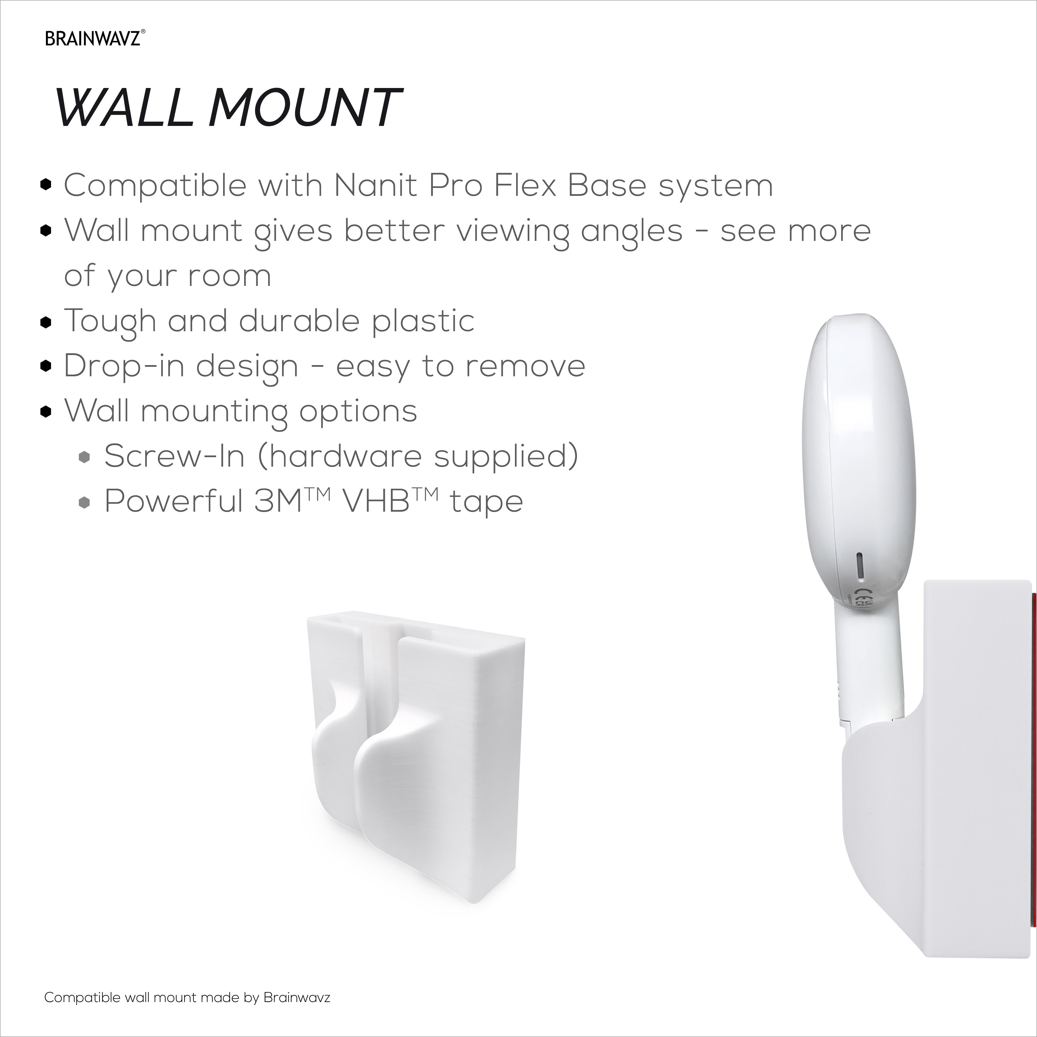 ขาแขวนติดผนังสำหรับฐาน Nanit Pro Flex และกล้อง – ติดตั้งง่าย ปรับแต่ง ...