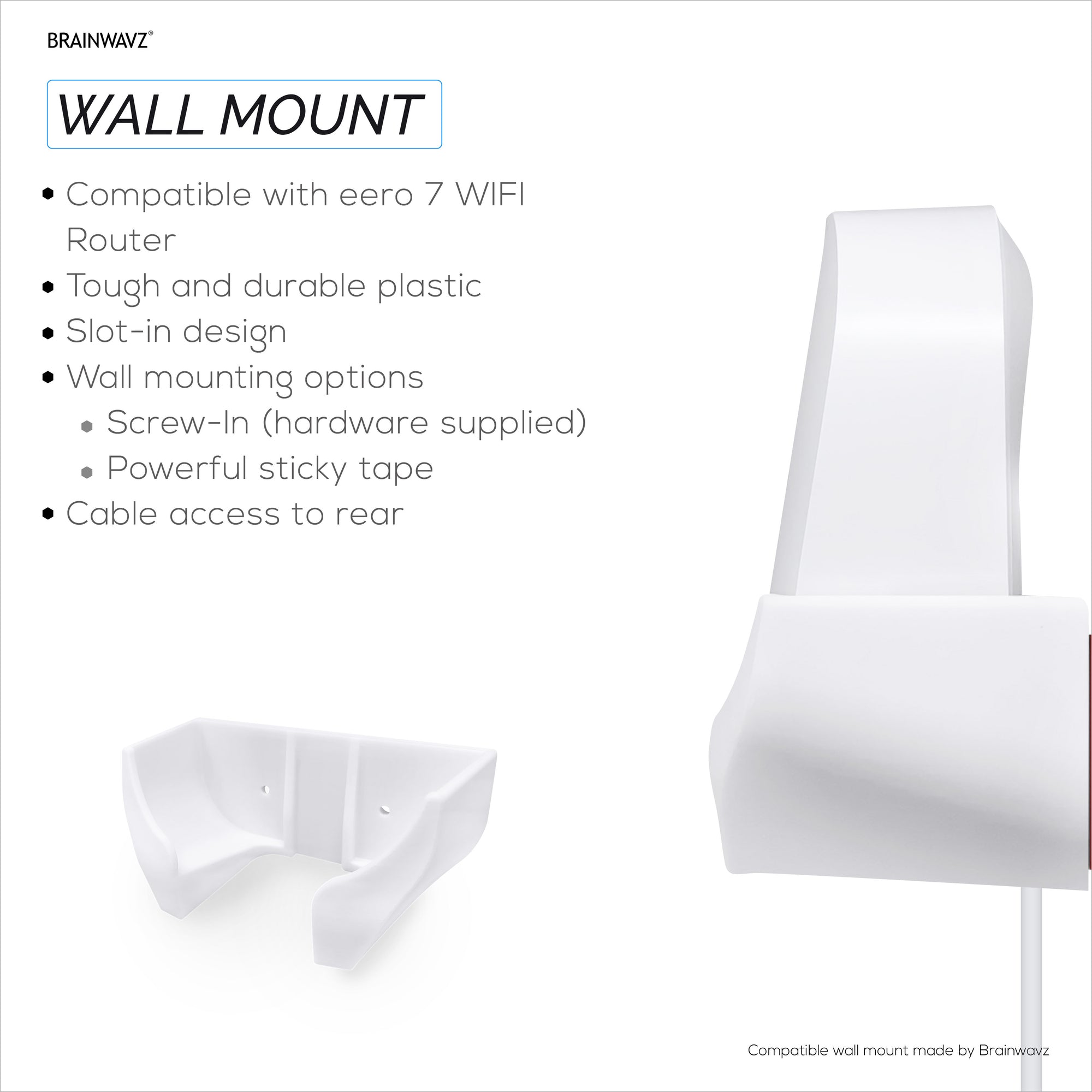 Screwless Wall Mount for EERO 7 WiFi Router, Easy To Install Holder, Adhesive &amp; Screw In