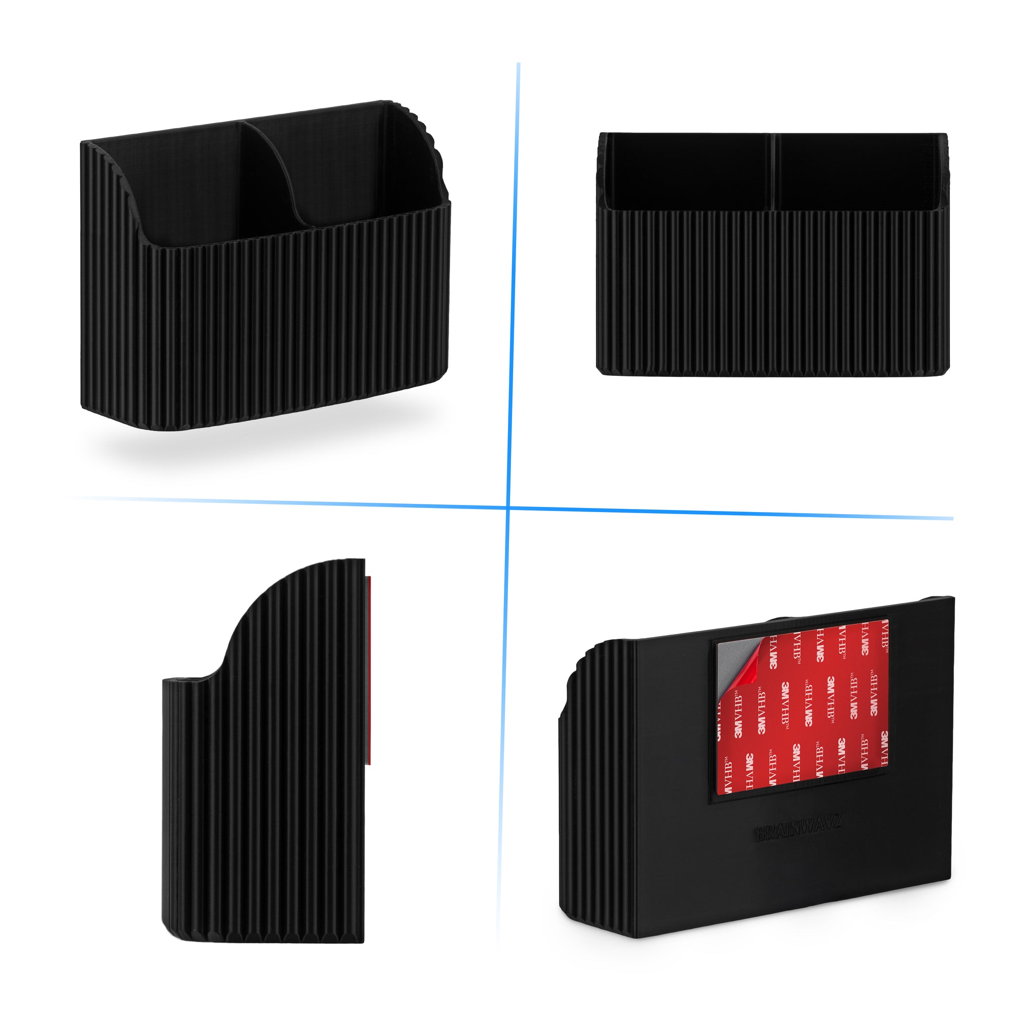 Adhesive Remote Control Wall Mount Holder, Stylish Fluted Design, Easy To Install, For TV, Air Con, Lighting Remotes &amp; Storage for Stationary, Pens &amp; More