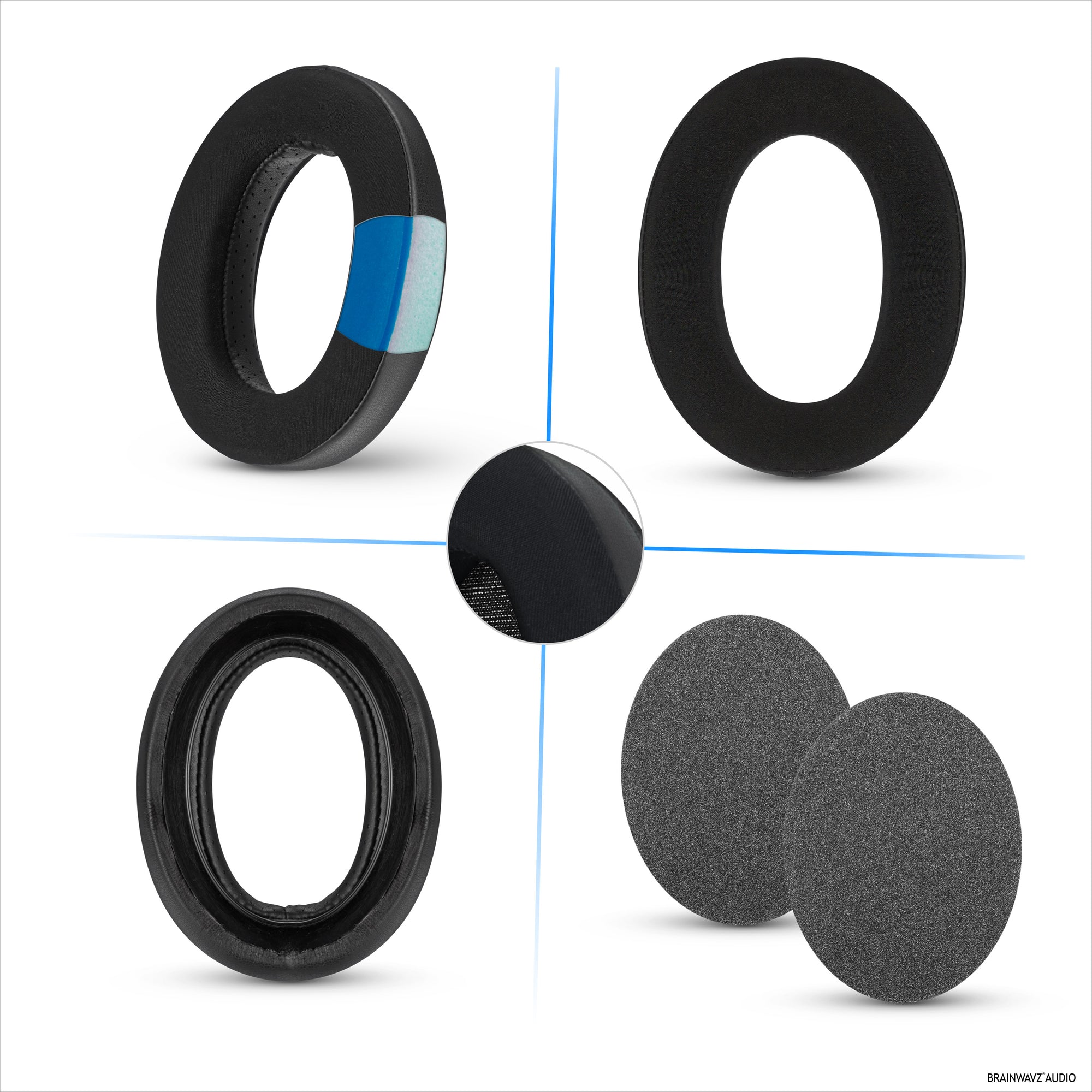 Hybrid Earpads for Sennheiser HD600, HD650, HD660S, HD525, HD535, HD545, &amp; Massdrop HD58X, HD6XX Headphones - Cooling Gel Gaming Cushions with Super Soft Fabric &amp; Thick Foam