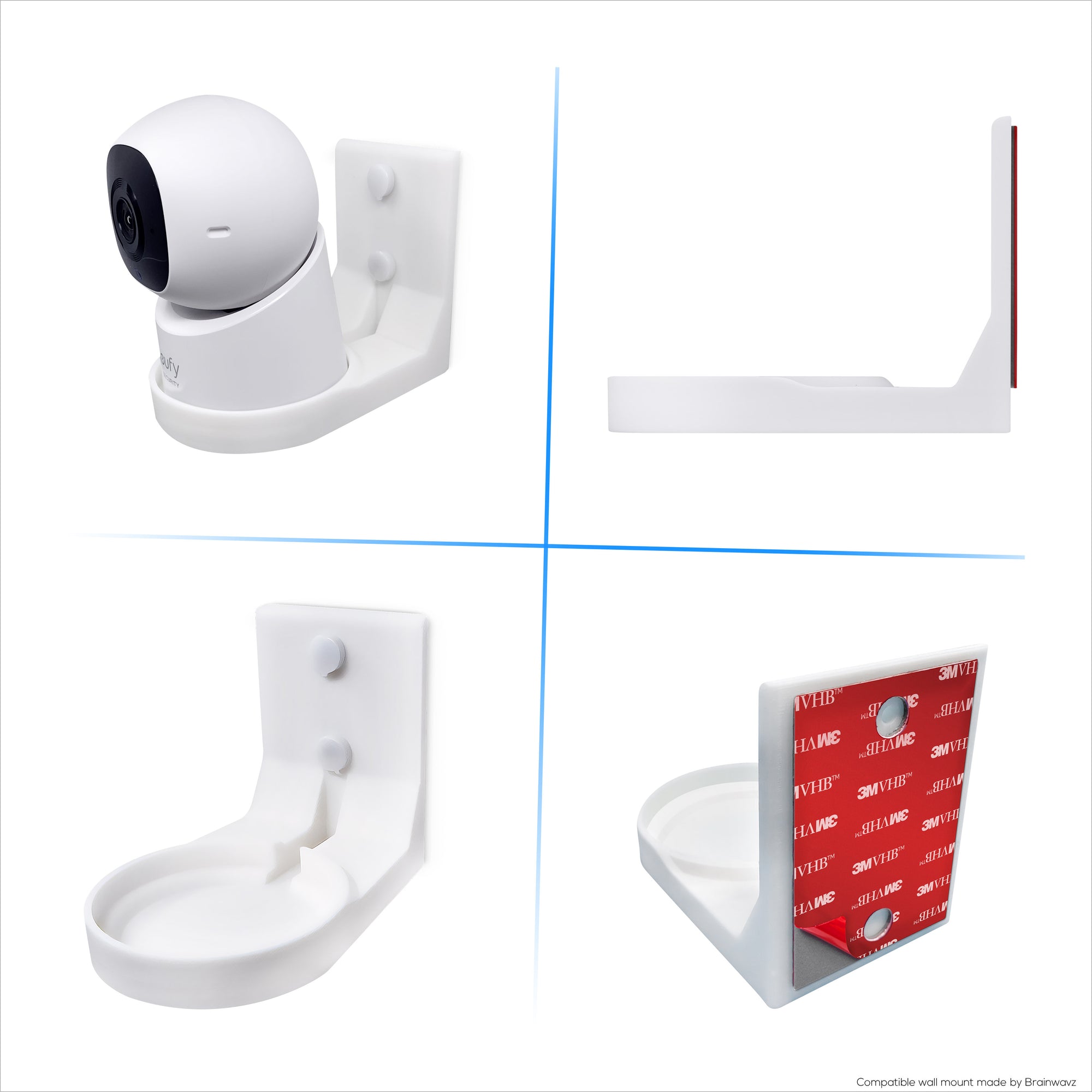 Wall Mount for Eufy Indoor C220 &amp; E30 Security Cameras – Easy Install Custom Fit Bracket with 3M VHB Tape &amp; Screws for Secure Mounting