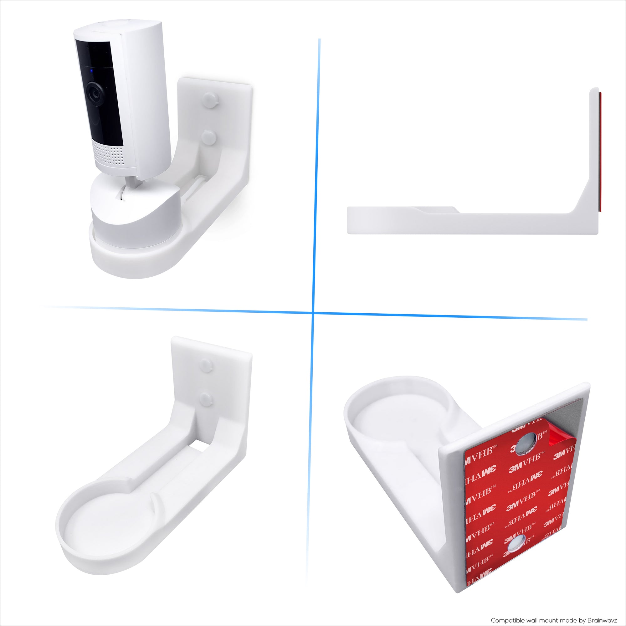 Wall Mount for Ring Pan-Tilt Indoor Camera – Easy Install Custom Fit Bracket with 3M VHB Tape &amp; Screws for Secure Mounting – Better Viewpoint &amp; Stability
