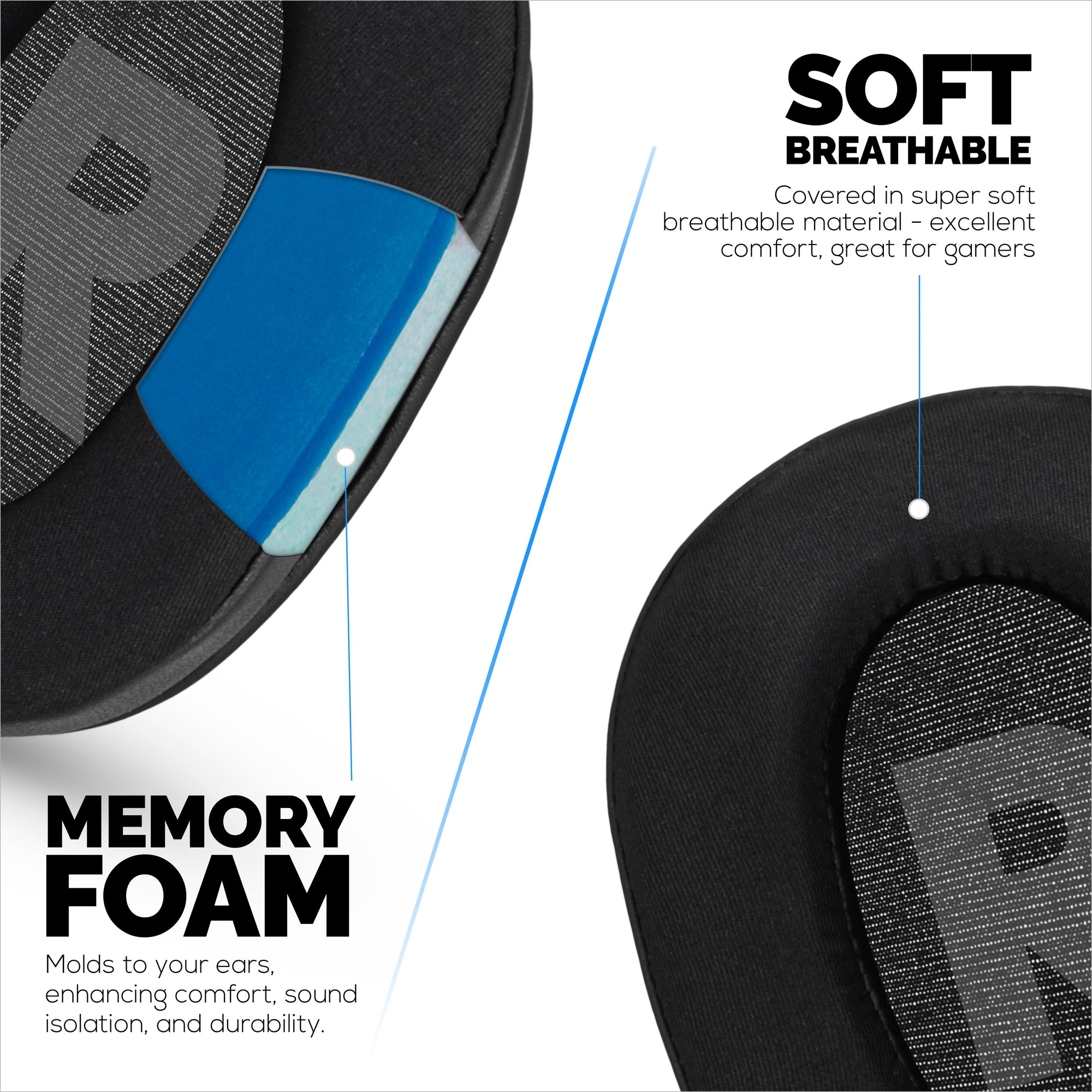 Hybrid Earpads for Logitech G Pro, G Pro X, G Pro X 2, and G Pro X SE Headsets. Cooling Gel Gaming Cushions with Super Soft Fabric &amp; Thick Memory Foam