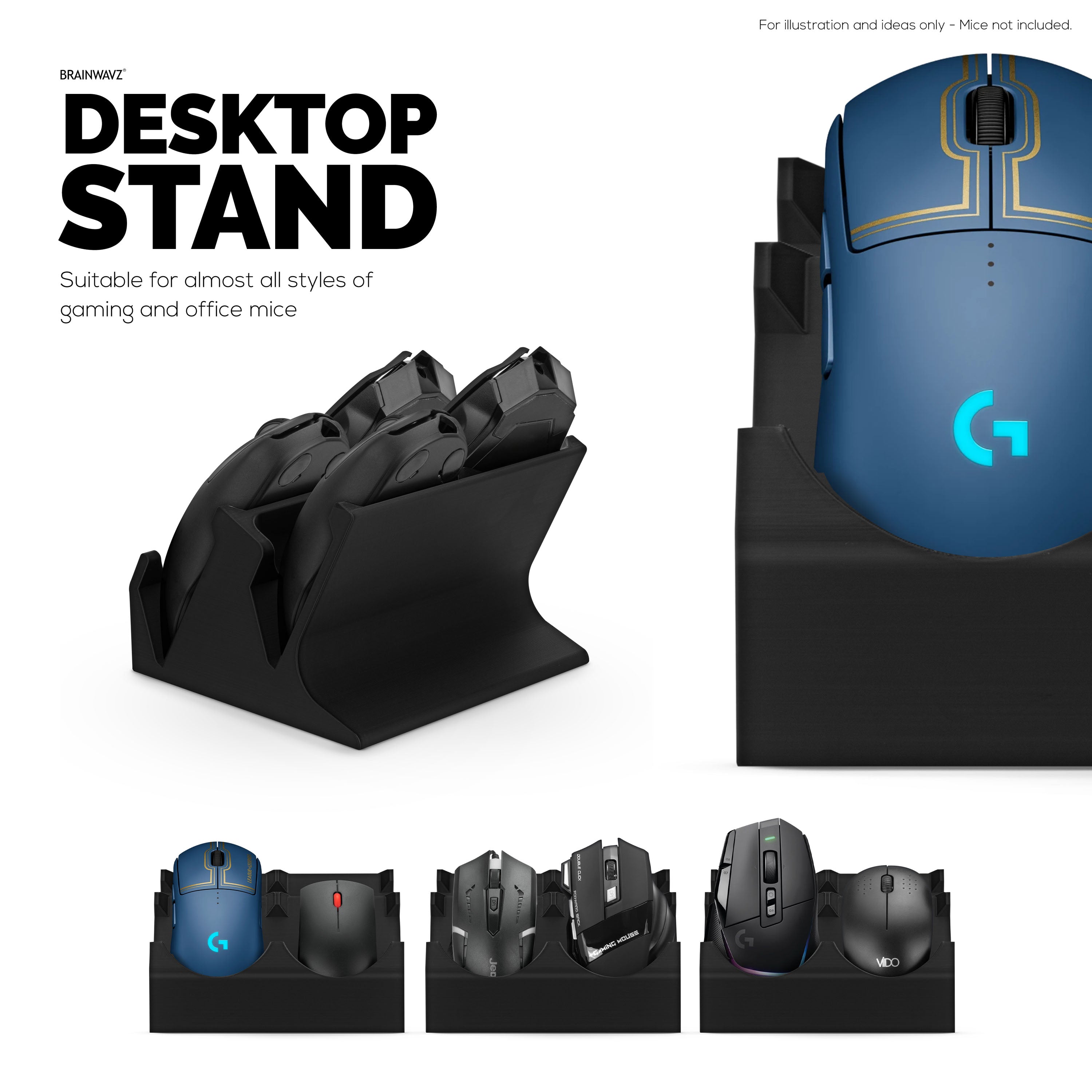 Desktop Quad PC Mouse Stand Holder for Gaming & Office Mice From Logit ...