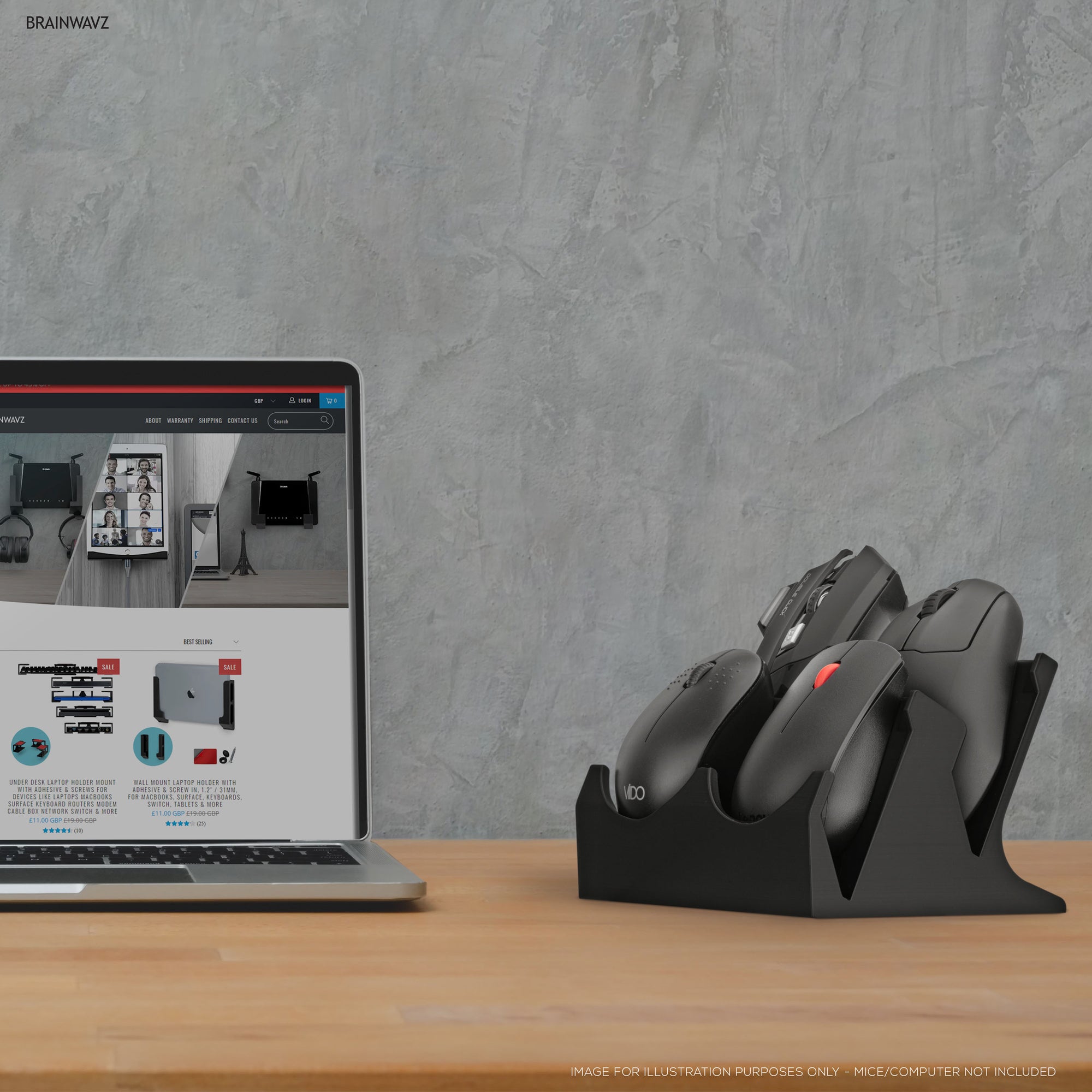 Desktop Quad PC Mouse Stand Holder for Gaming &amp; Office Mice From Logitech, Razer, Corsair &amp; More