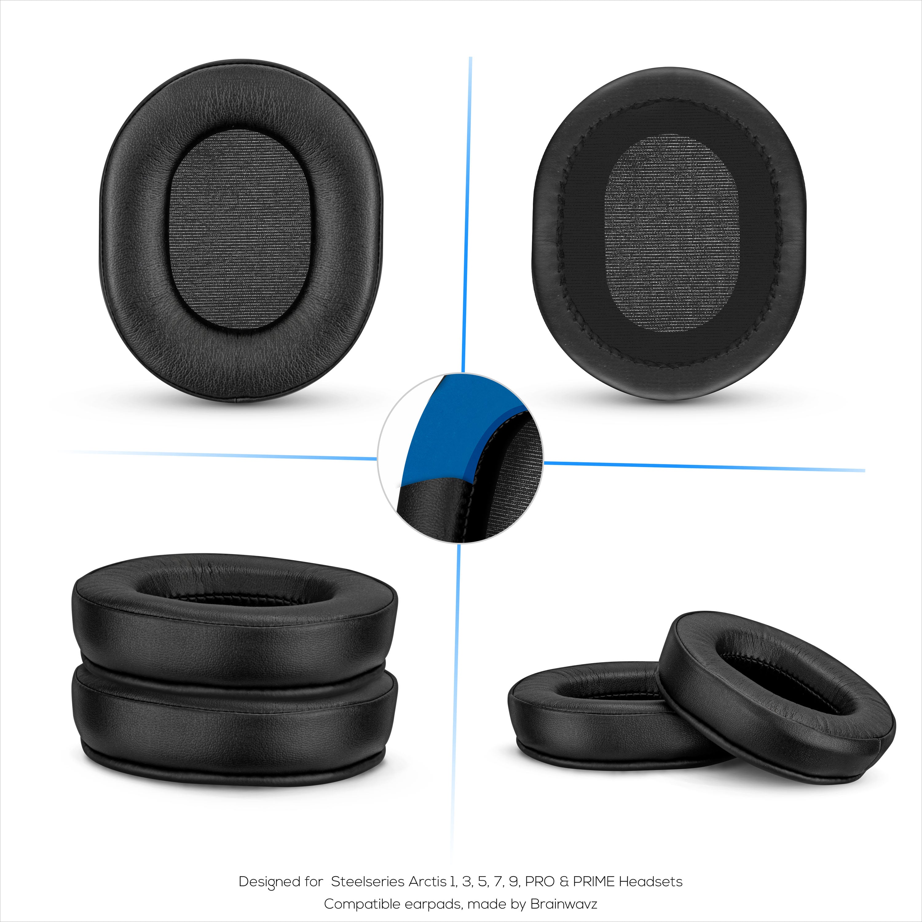 Arctis Ersatz-Ohrpolster – Für Arctis 1, 3, 5, 7 Pro Gaming-Kopfhörer – Memory-Schaum & Proteinleder, Schwarz
