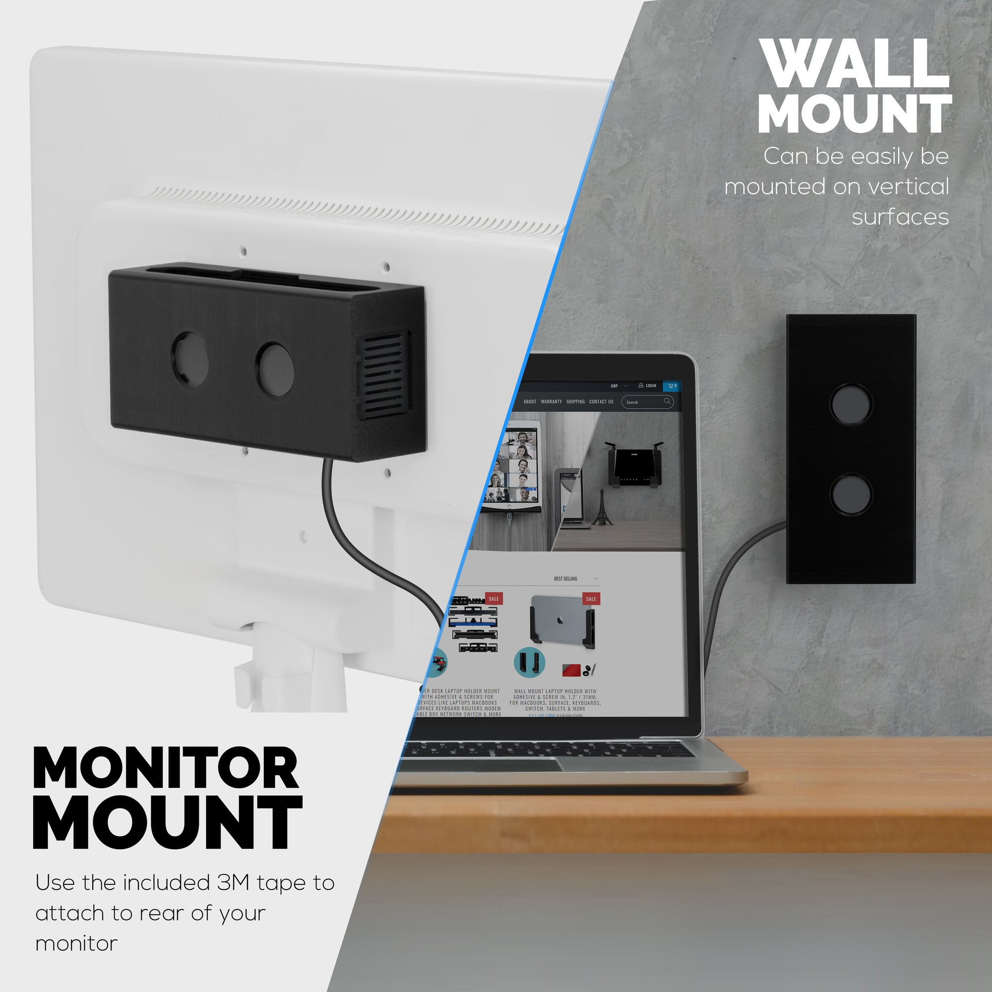 Under Desk Holder for Dell D3100 Dock, Easy To Install, Strong VHB Mount with Screw In Option