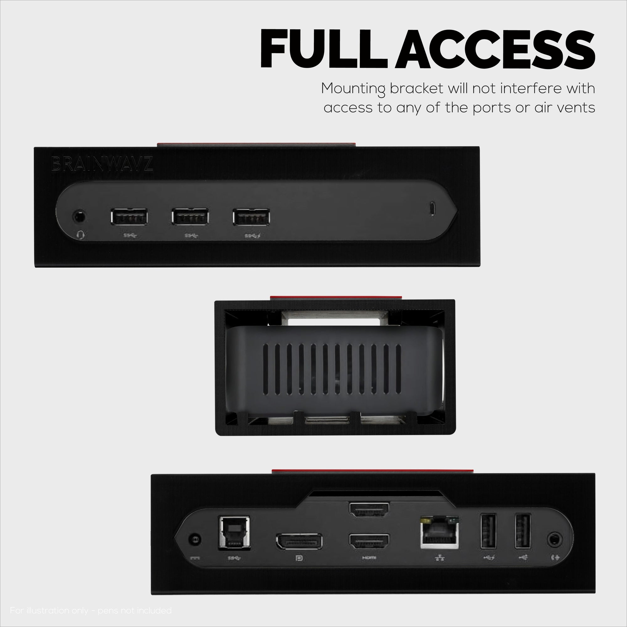 Under Desk Holder for Dell D3100 Dock, Easy To Install, Strong VHB Mount with Screw In Option