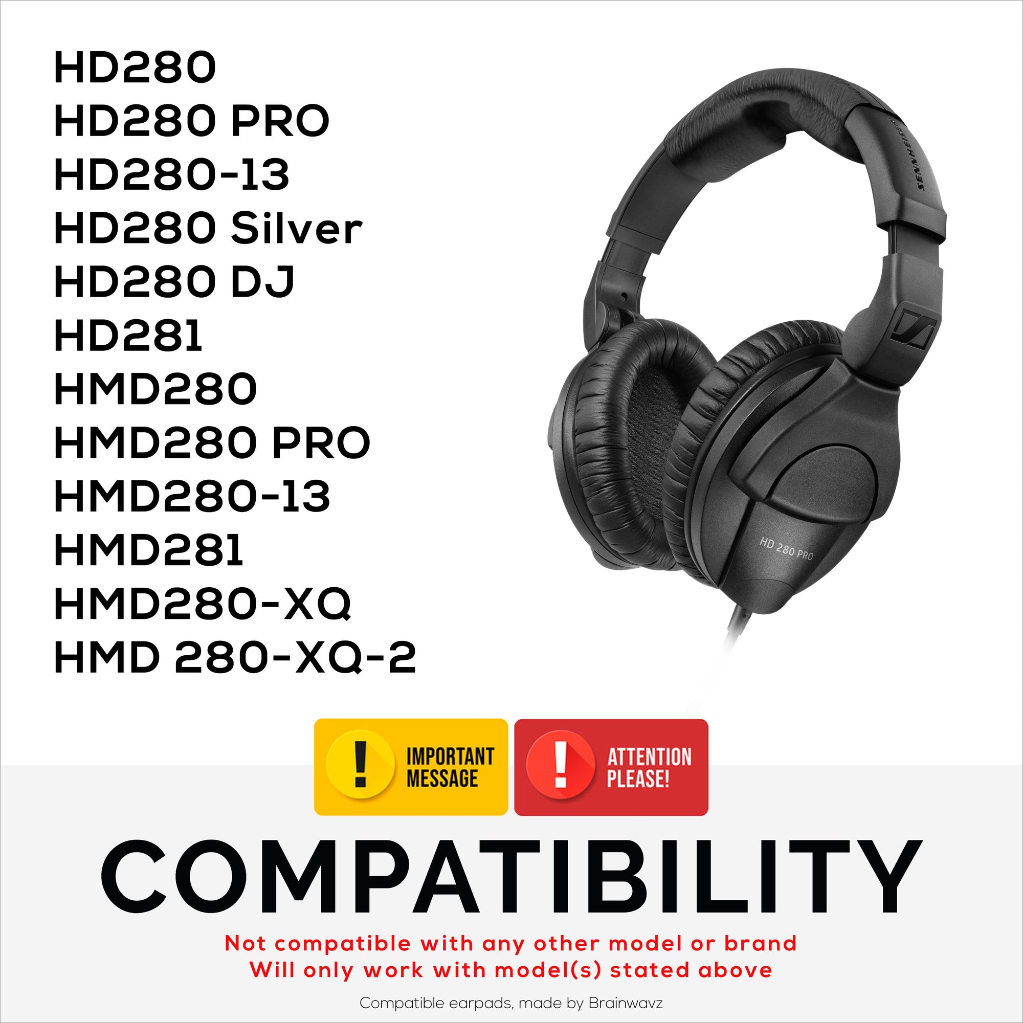 Replacement Earpads for Sennheiser HD280 PRO, HD280 SILVER, HD281, HMD280 PRO, HMD281, HMD280-XQ Headphones