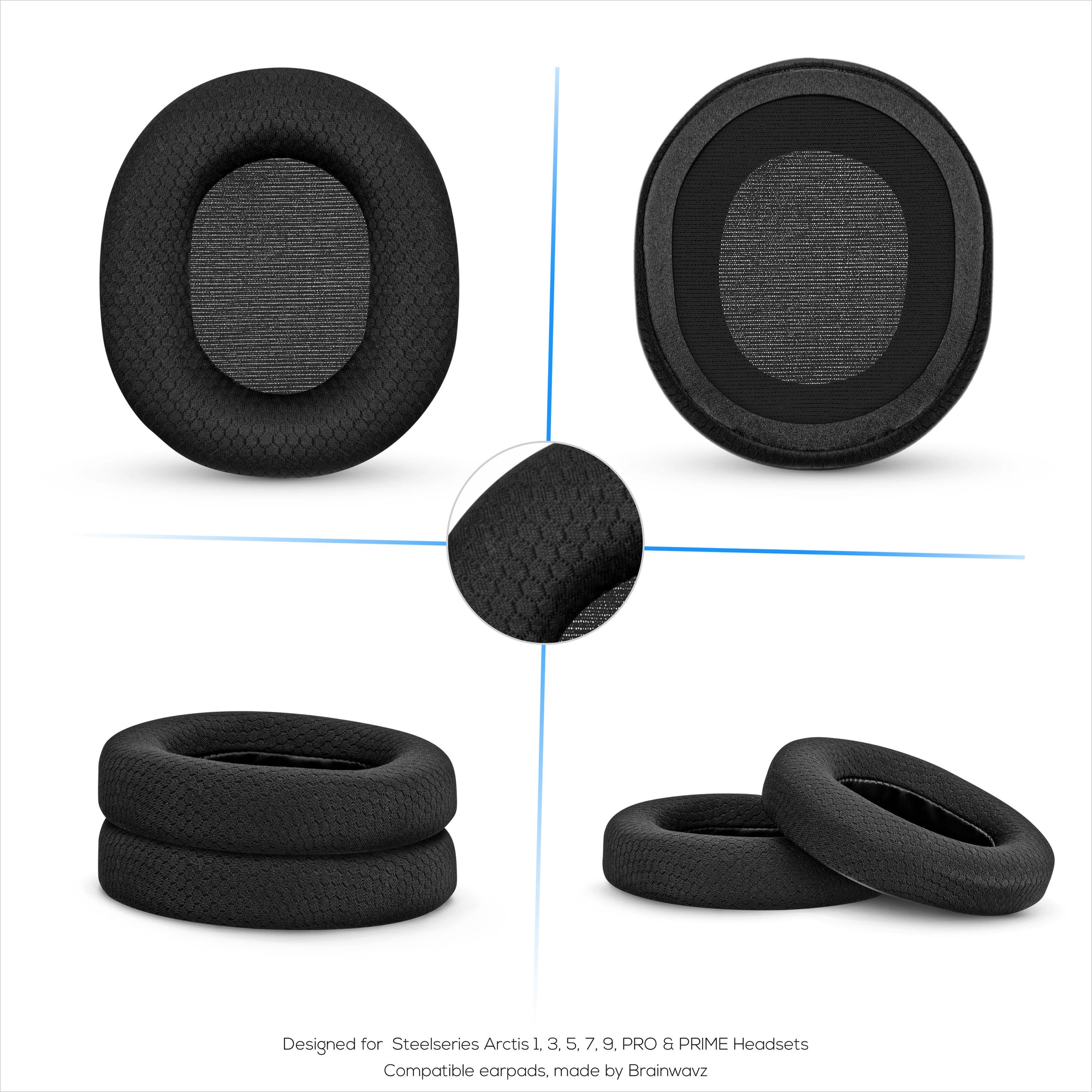 Replacement Earpads for Steelseries Arctis 1, 3, 5, 7, 9, PRO &amp; PRIME Headsets, Soft Breathable fabric, Extra Comfort