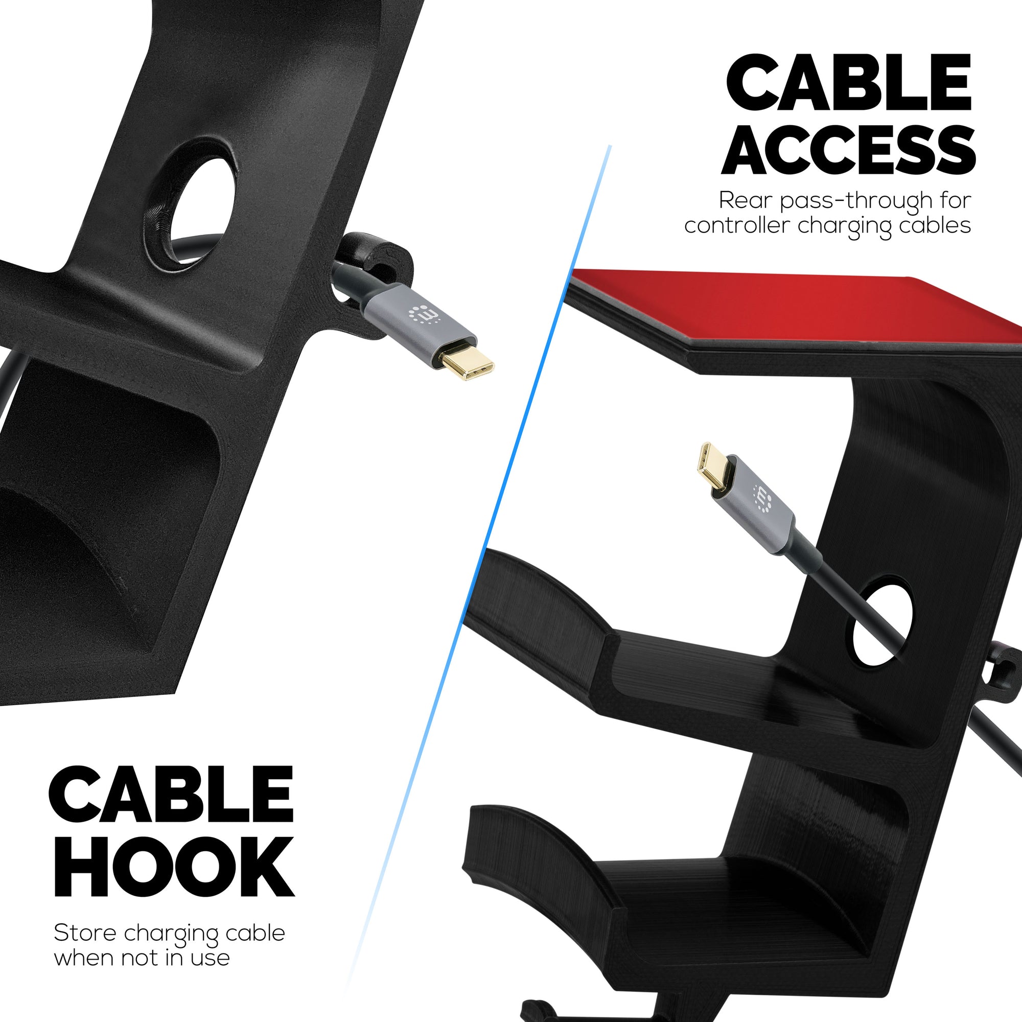 The Vulcan - Under Desk Controller &amp; Headphone Hanger - Adhesive Mount, No Screws or Mess