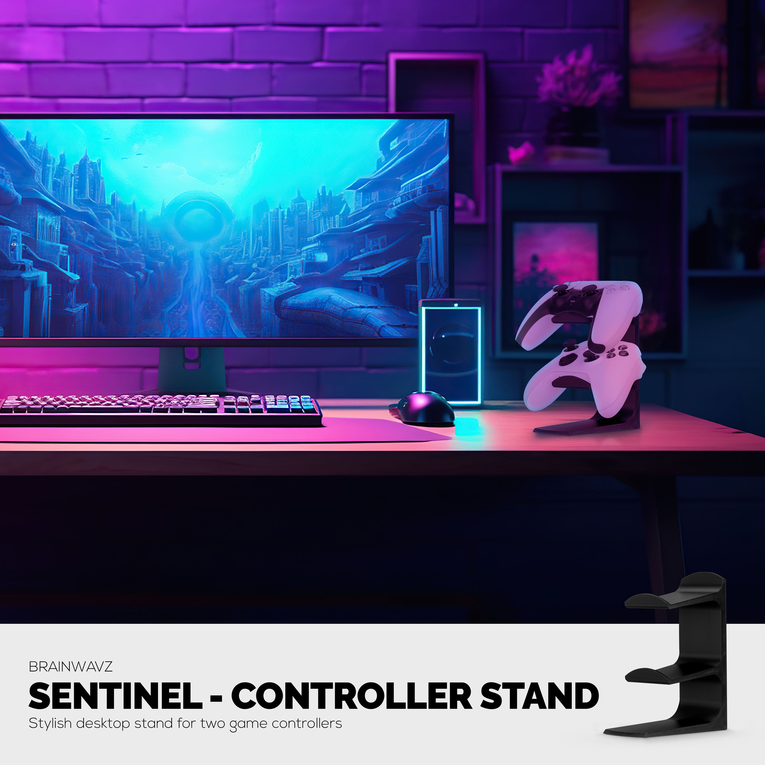 Sentinel Controllers The Sentinel - Dual Game Controller Stand for Desks, Universal Design ...