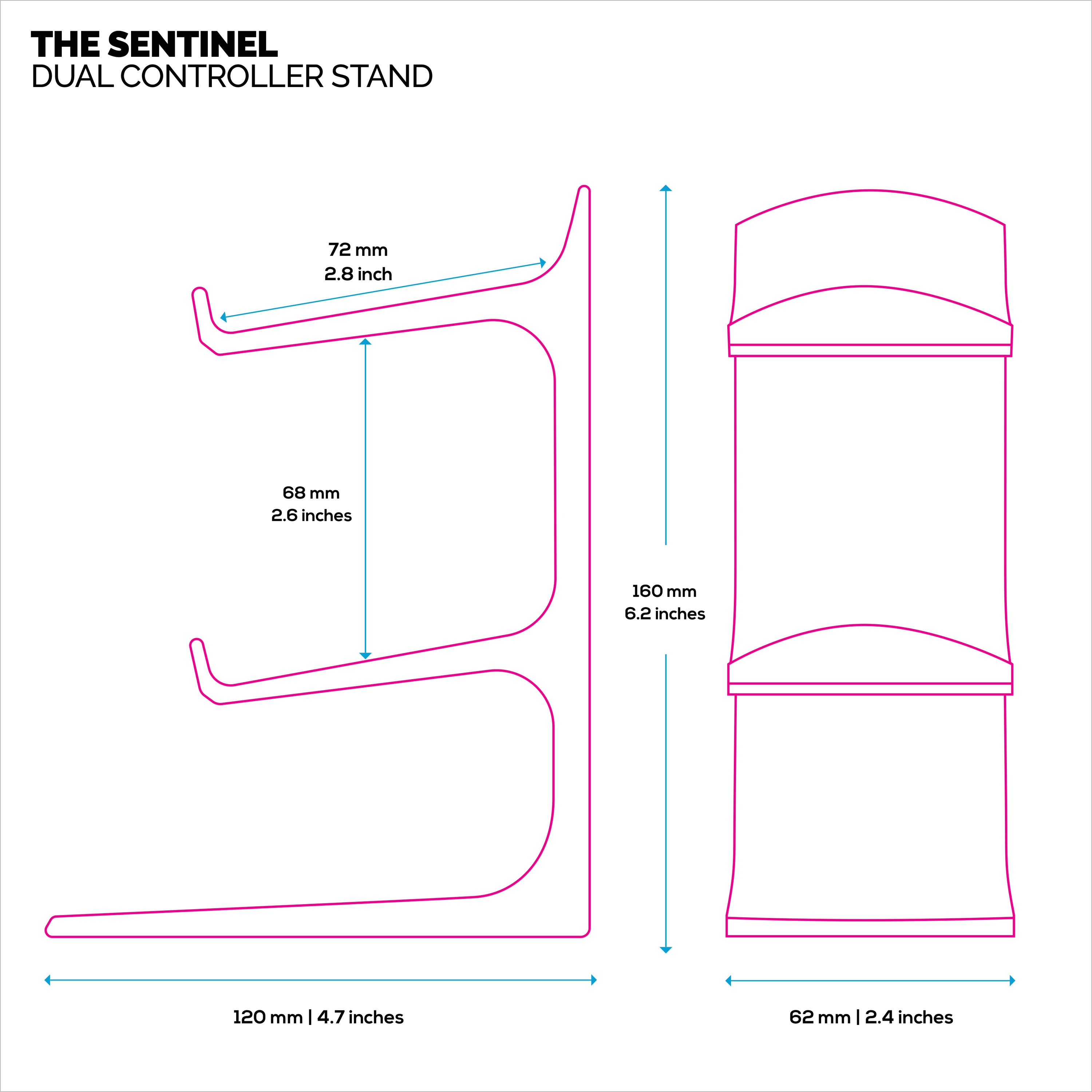 Sentinel Controllers The Sentinel - Dual Game Controller Stand for Desks, Universal Design ...