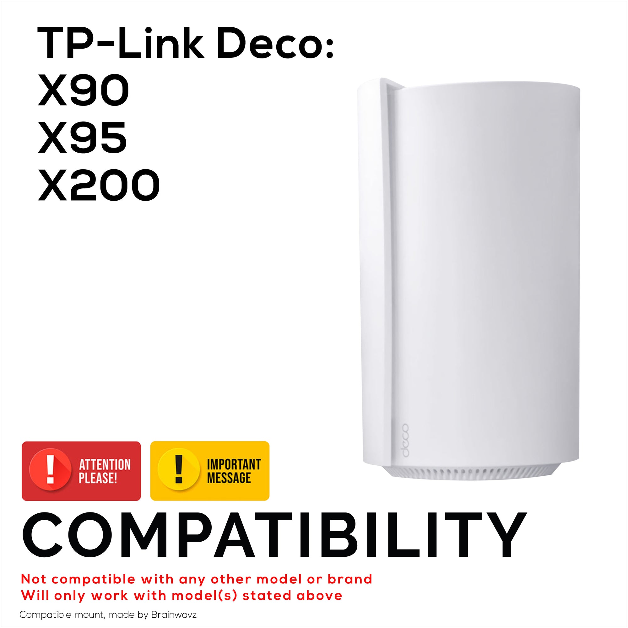 Adhesive Wall Mount for TP Link Deco X90, X95 &amp; XE200 WiFi Mesh Router, Easy To Install Holder, Strong Adhesive &amp; Screw In, Increase Range