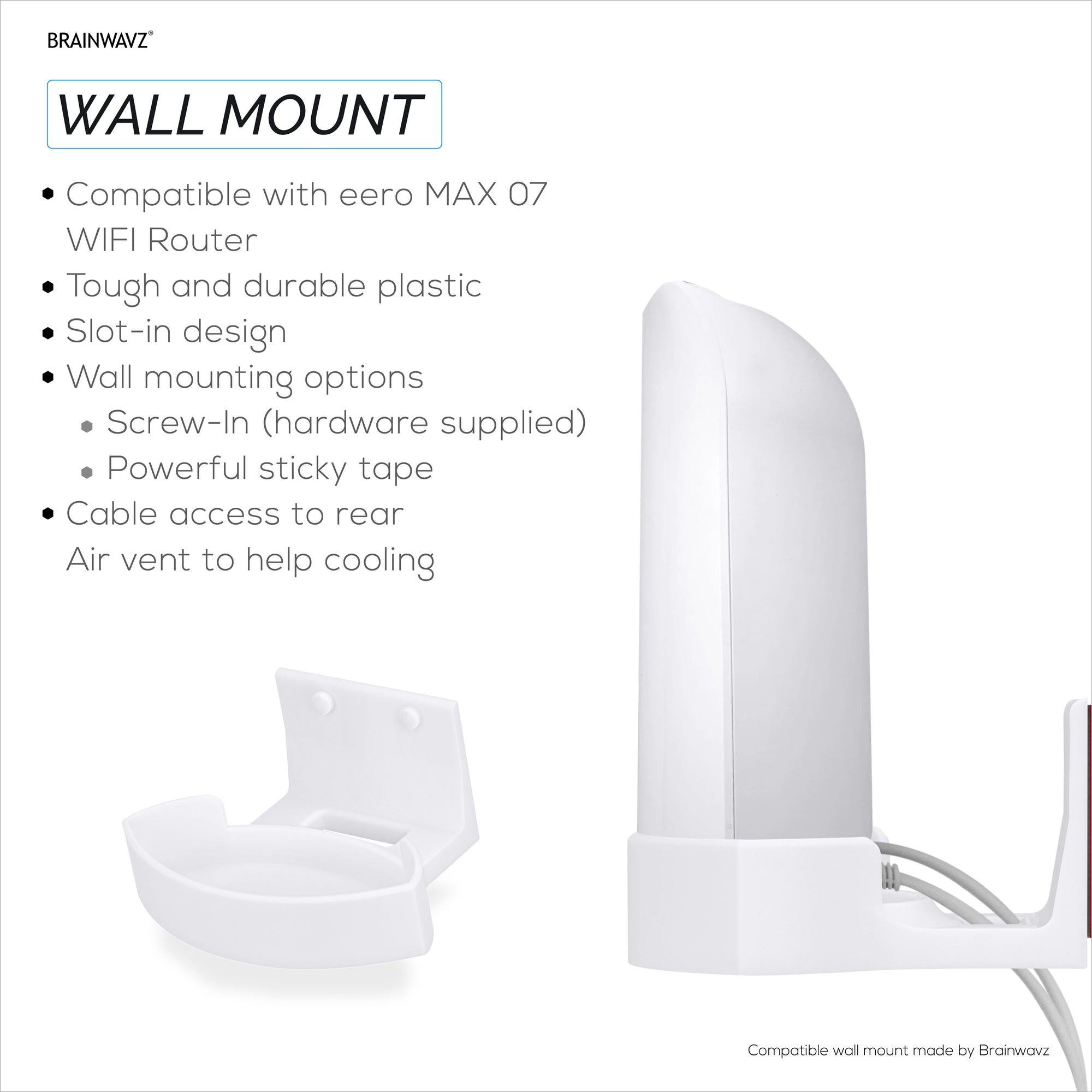 Screwless Wall Mount for EERO Max 7 WiFi Router, Easy To Install Holder, Adhesive &amp; Screw In, Increase Range &amp; Reduce Clutter