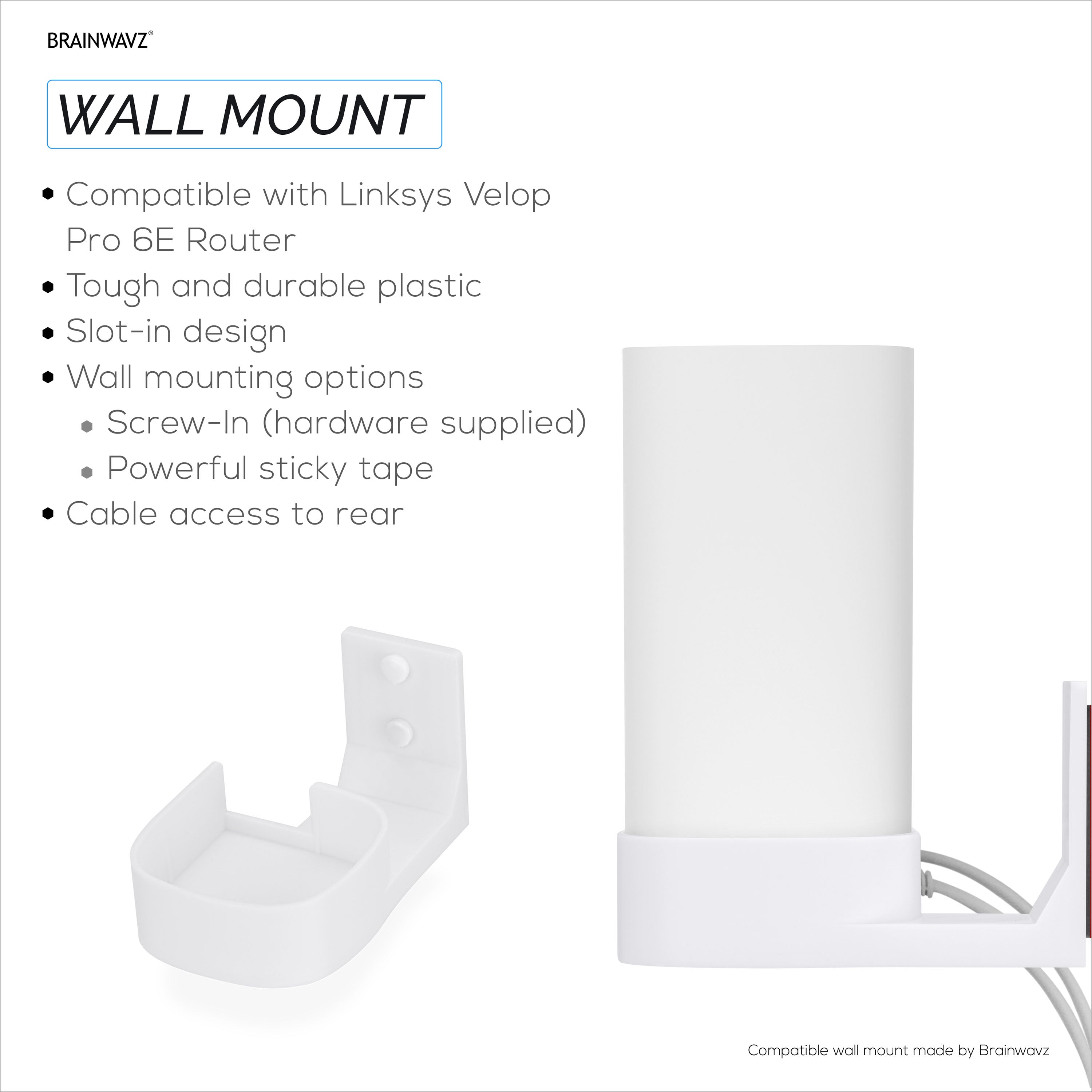 Screwless Wall Mount for Linksys Velop Pro 6E (AXE5400) Wifi Mesh Rout ...