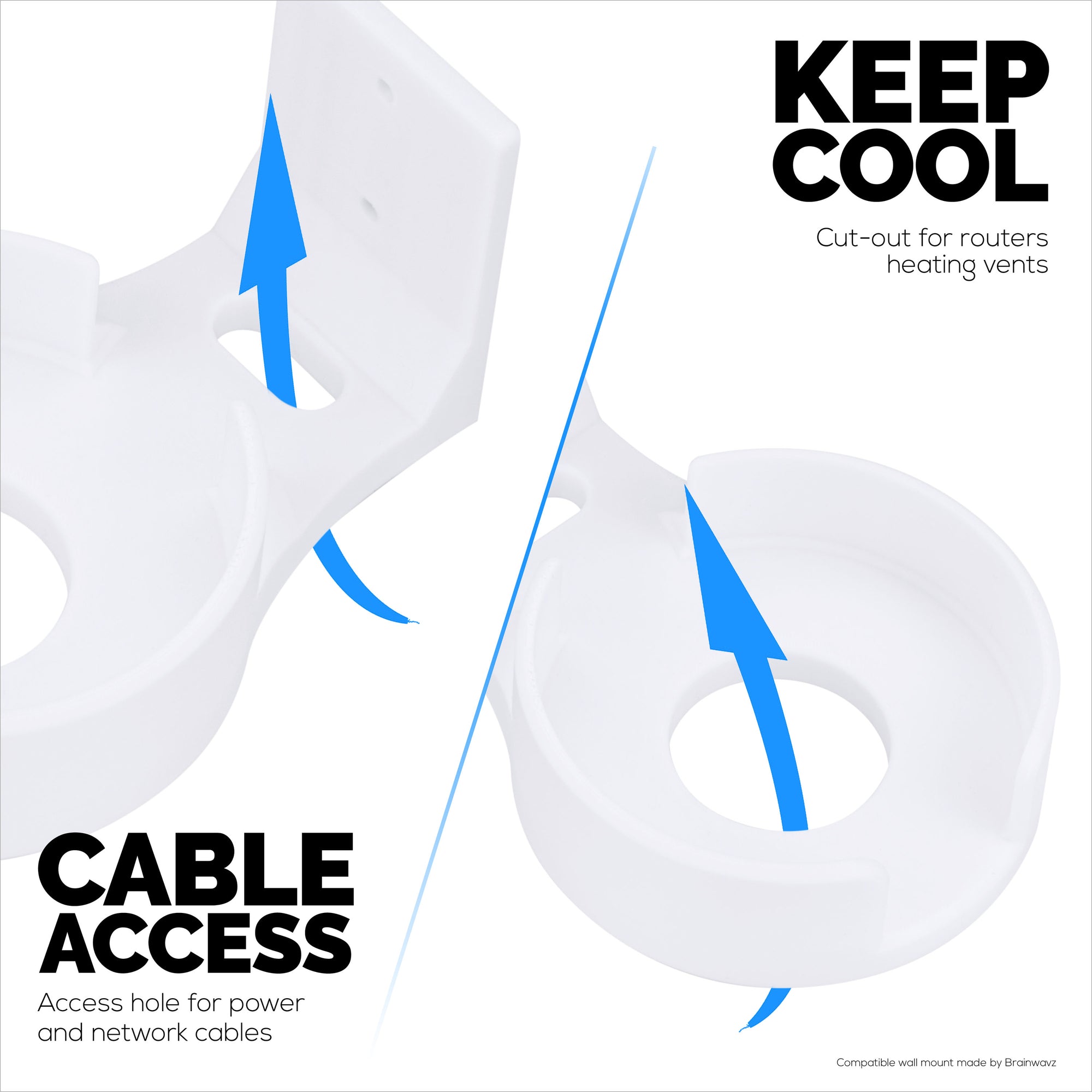 Adhesive Wall Mount for TP Link BE63 (BE1000) WiFi Mesh Router, Easy To Install Holder, Stick On &amp; Screw In Mounting