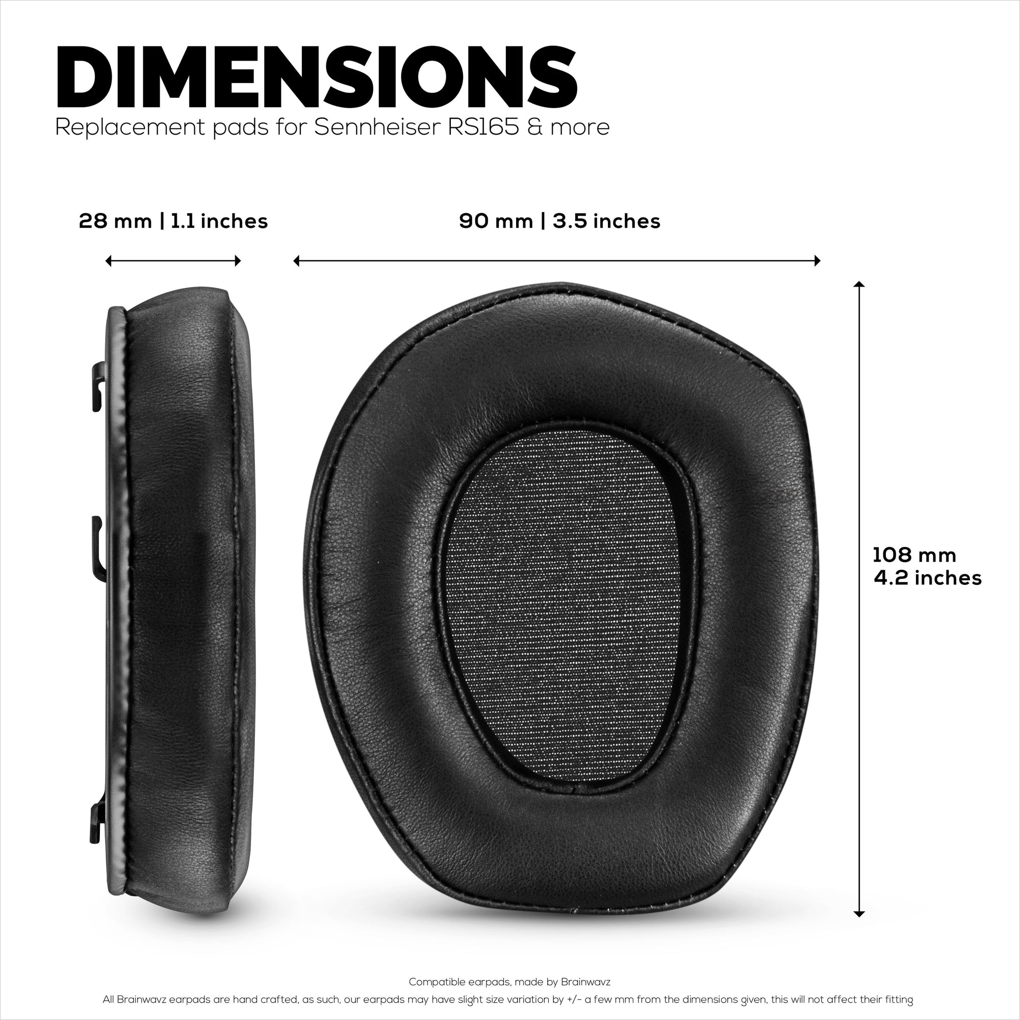 Sheepskin Earpads for SENNHEISER RS165, RS175, RS185 &amp; RS195 Headphones - High Quality, Soft Real Leather &amp; Memory Foam Ear Pad, HDR165, HDR175, HDR185, HDR195