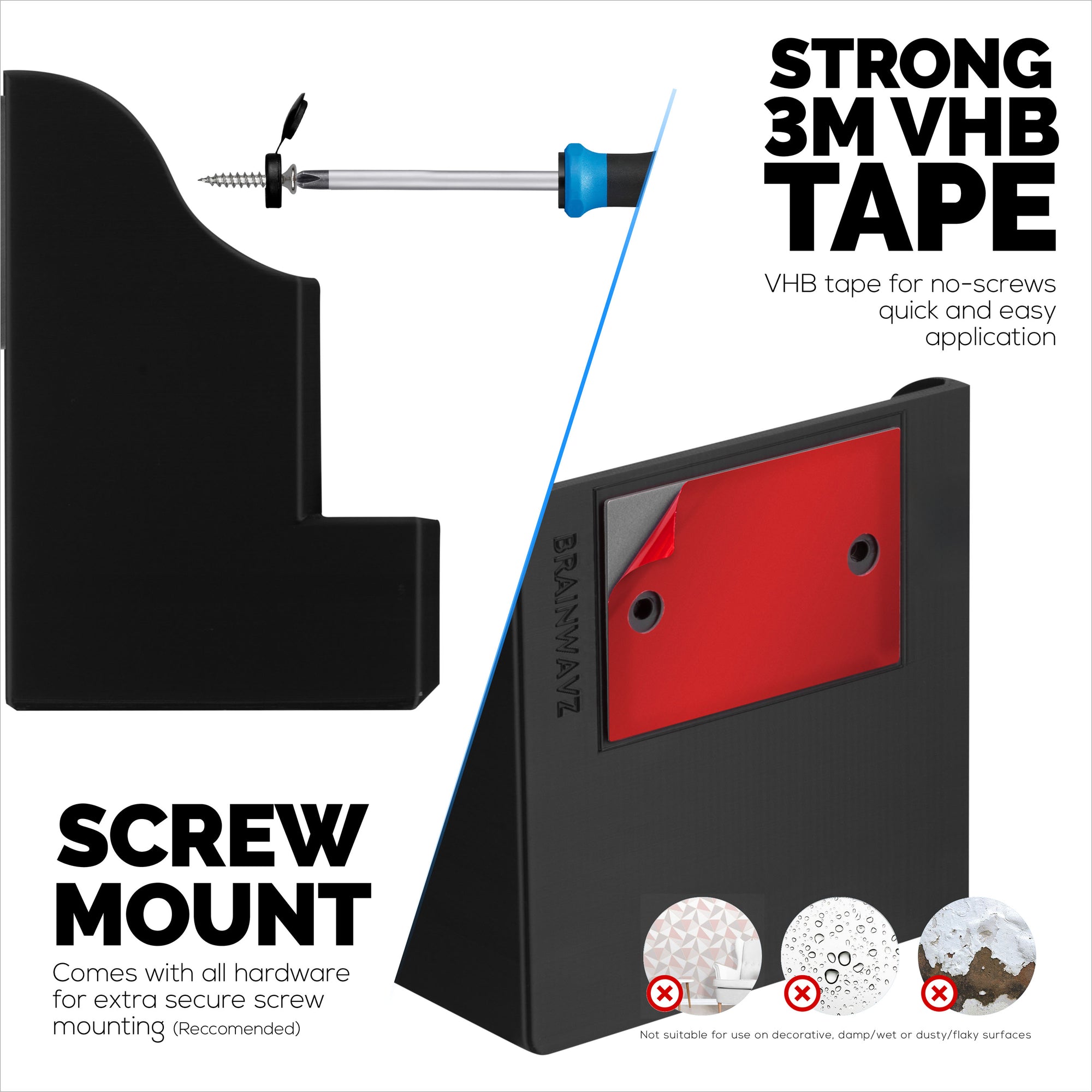 Adhesive Remote Control Wall Mount Holder, Easy To Install, Holds upto 4 Remotes &amp; Storage for Phones, Pens &amp; More