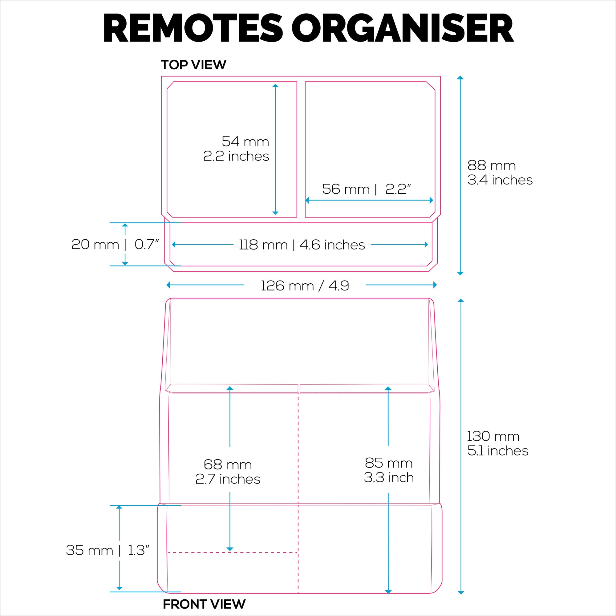 Adhesive Remote Control Wall Mount Holder, Easy To Install, Holds upto 4 Remotes &amp; Storage for Phones, Pens &amp; More