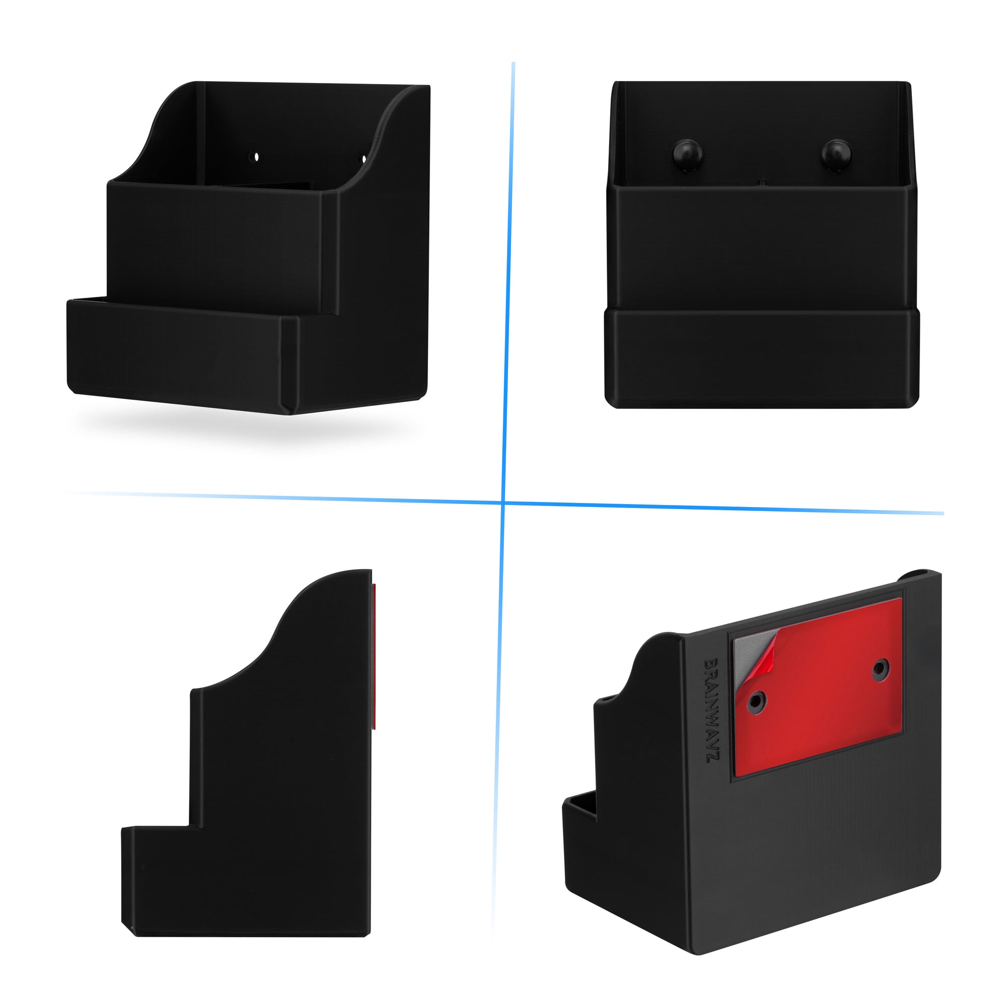 Adhesive Remote Control Wall Mount Holder, Easy To Install, Holds upto 4 Remotes &amp; Storage for Phones, Pens &amp; More