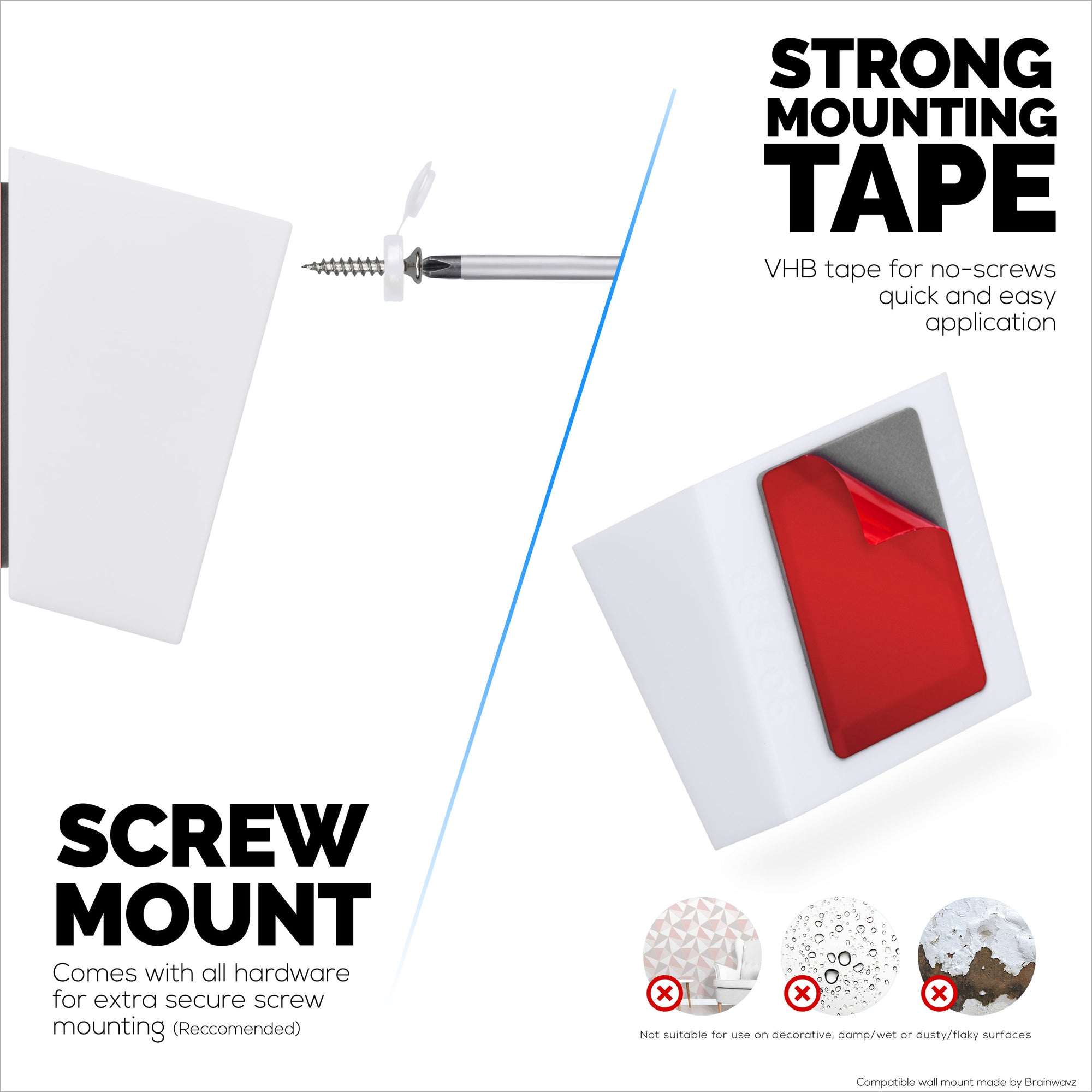 Screwless Wall Mount for Blink Mini 2, Easy To Install Holder, Angled for Better Views, Screw In Option